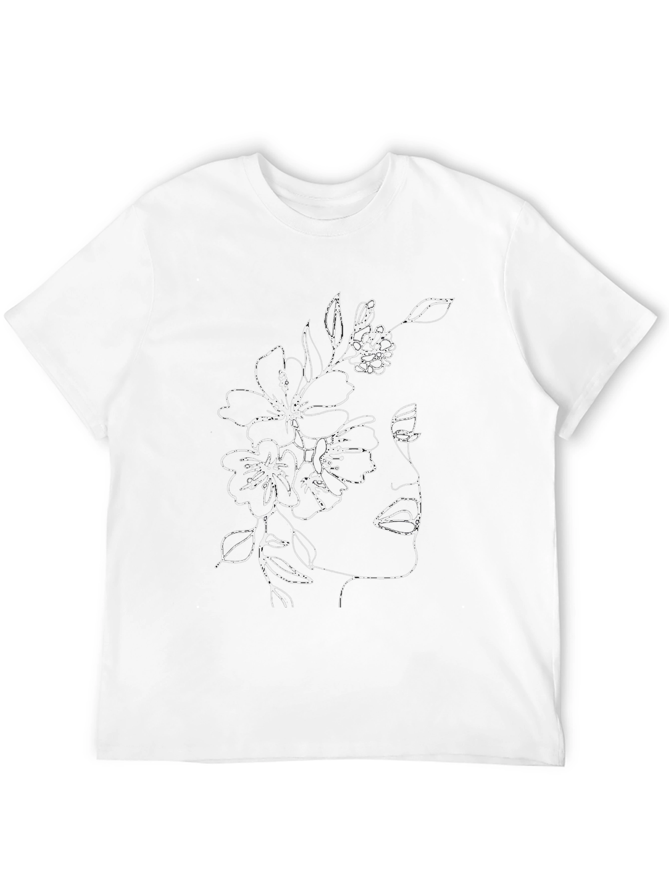 Floral Face Graphic Tee - Stylish Black T-Shirt