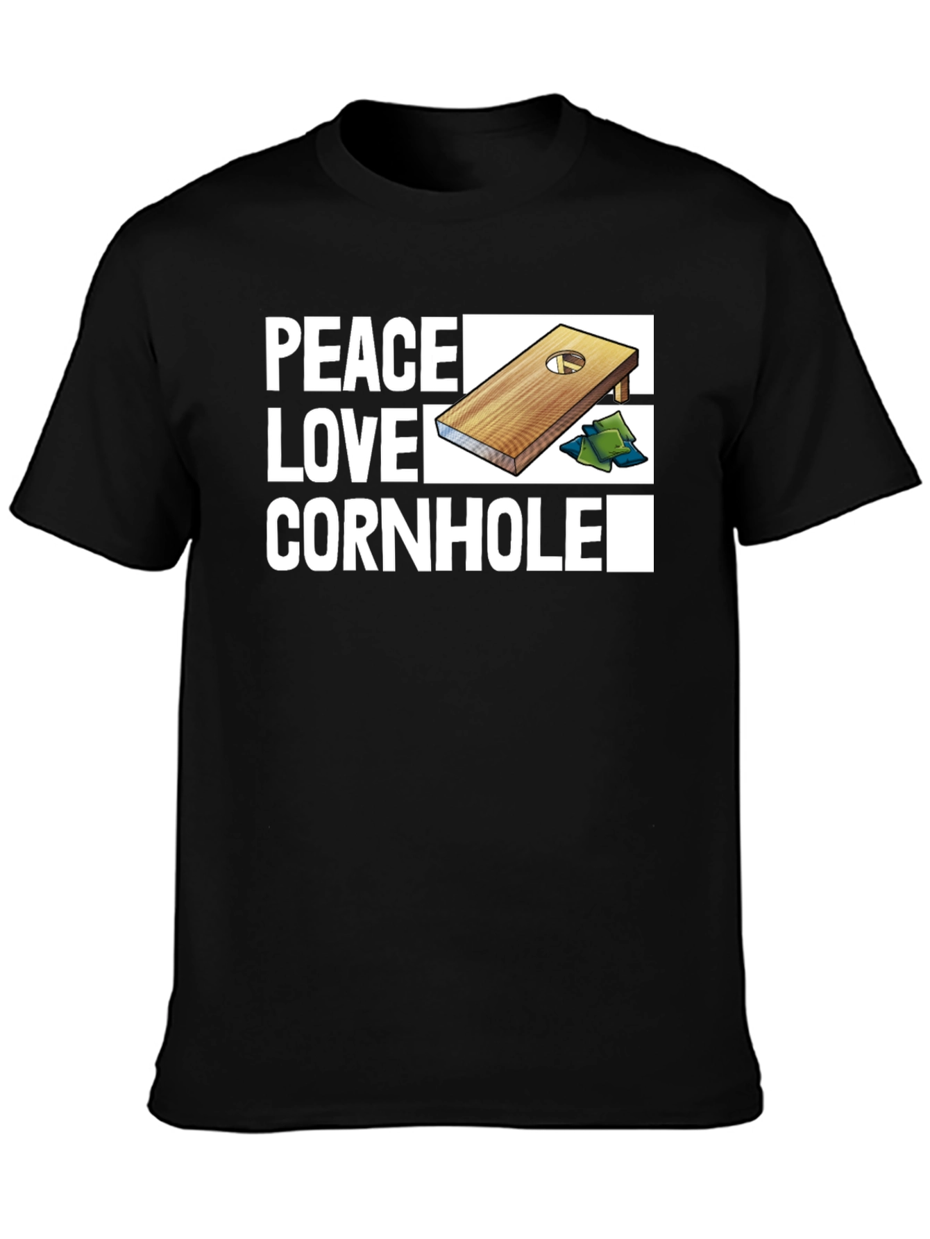 Peace Love Cornhole T-Shirt - Black