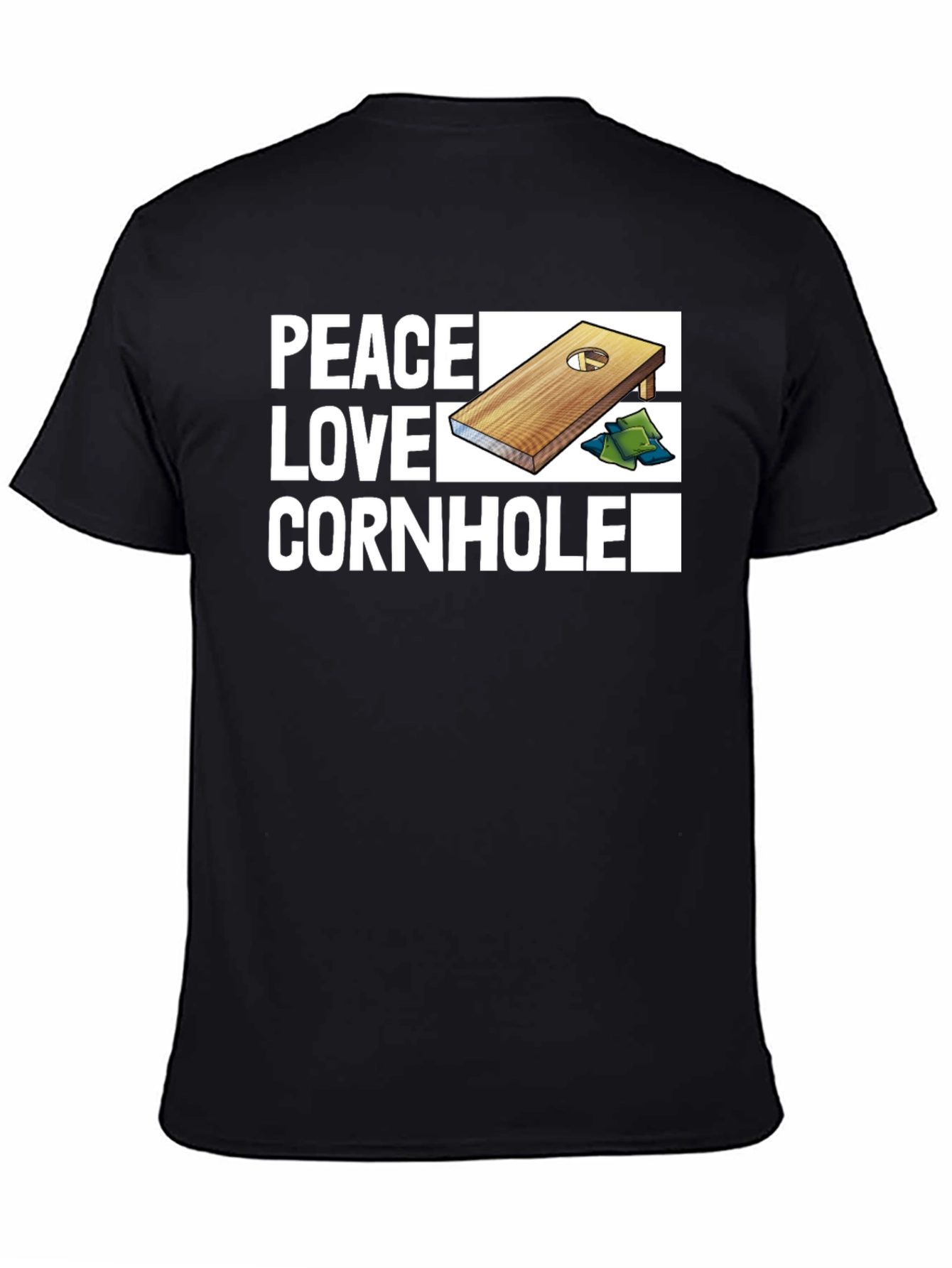 Peace Love Cornhole T-Shirt - Black