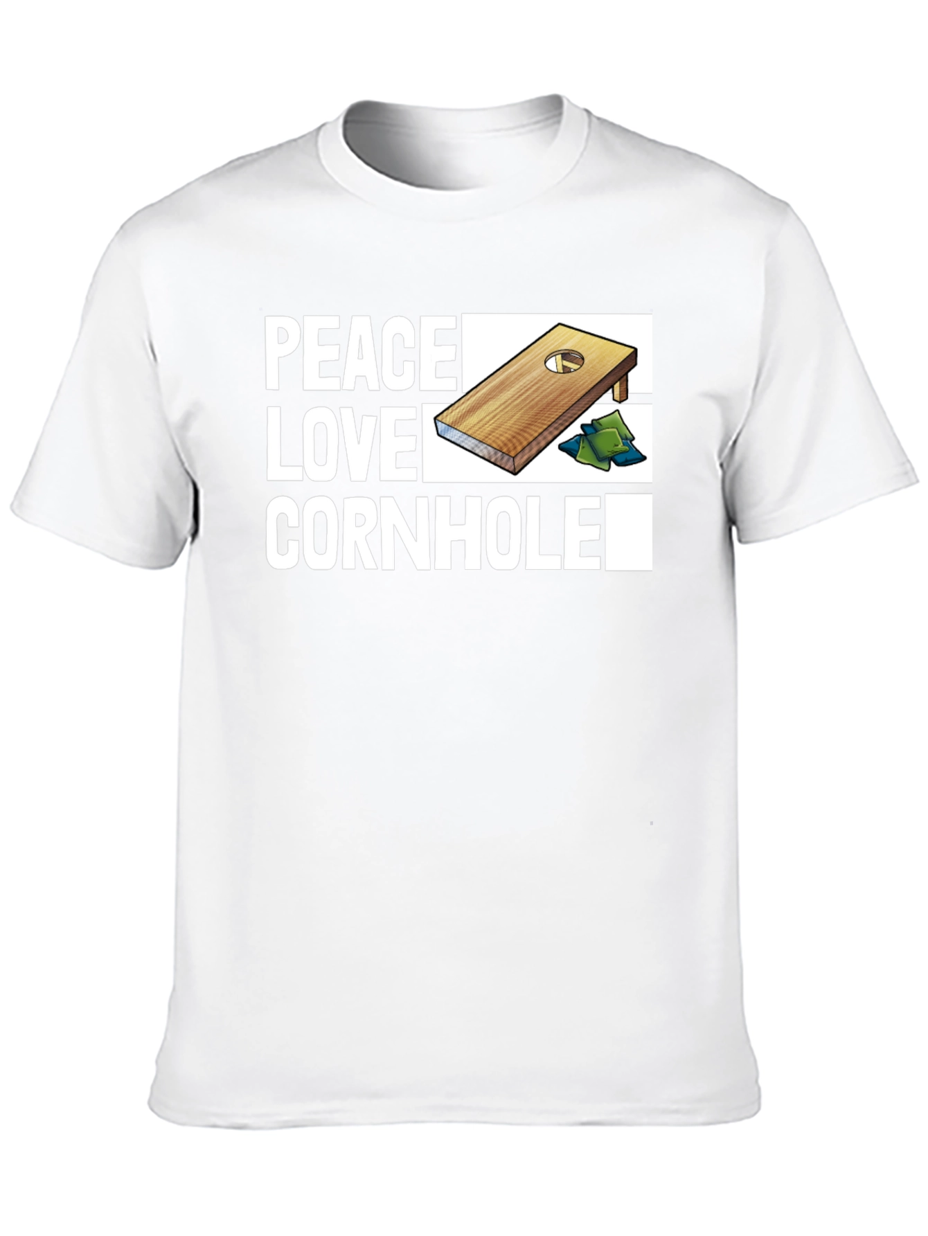 Peace Love Cornhole T-Shirt - Black