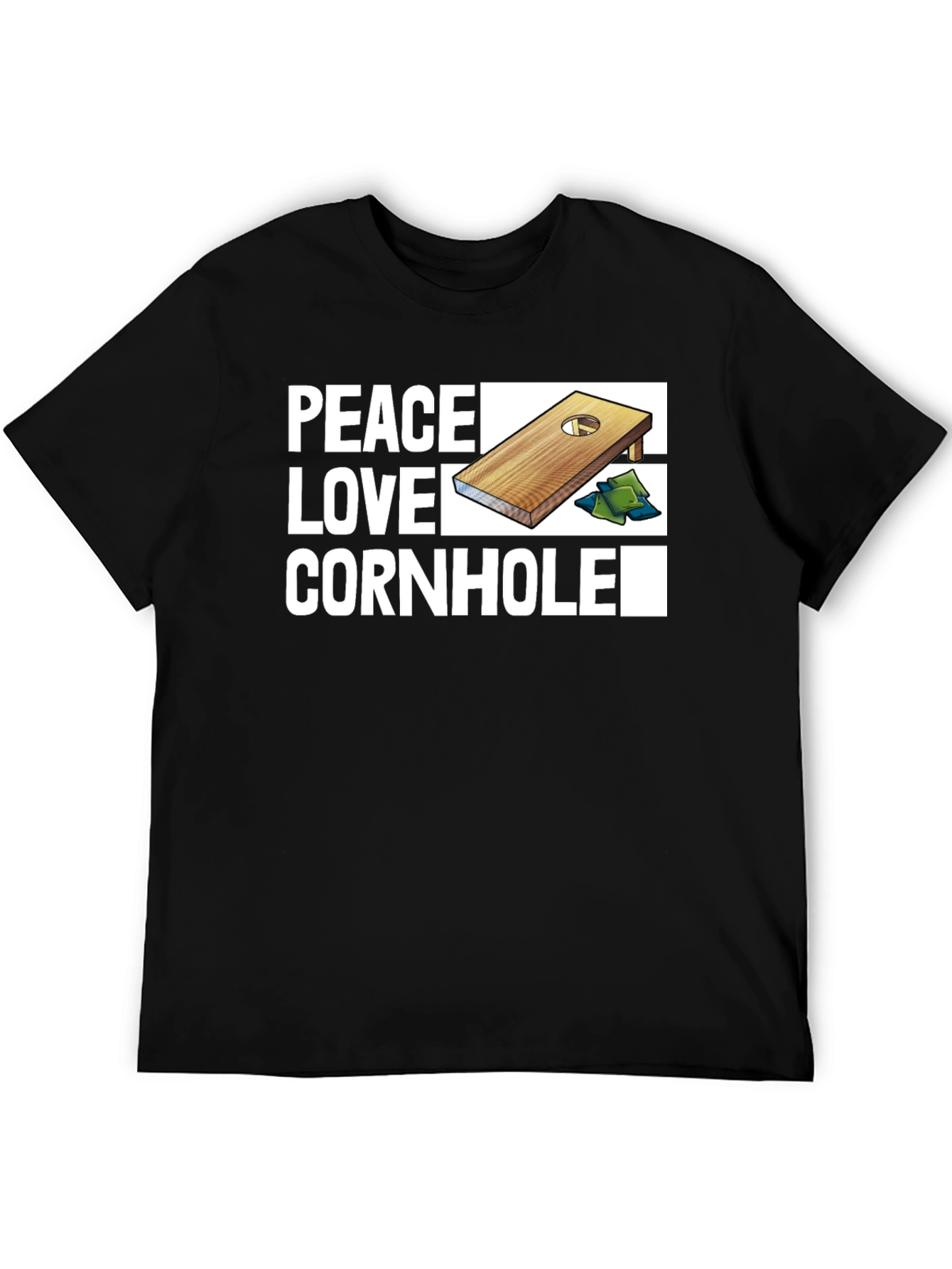 Peace Love Cornhole T-Shirt - Black