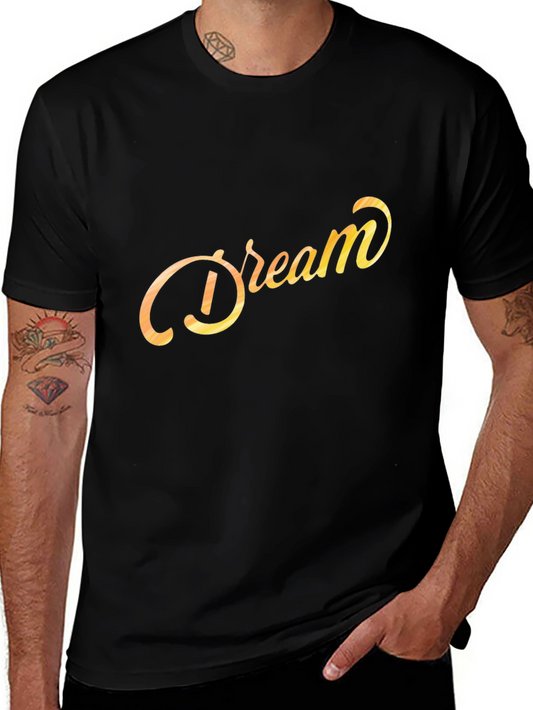 Dream Script Graphic Tee - Black Cotton Casual Shirt