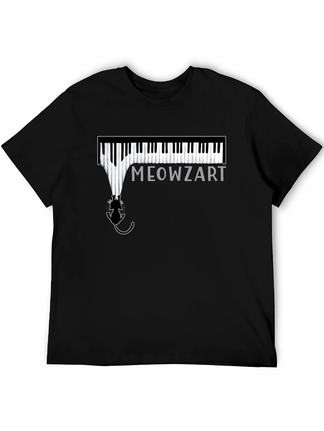Meowzart Piano Cat T-Shirt - Black