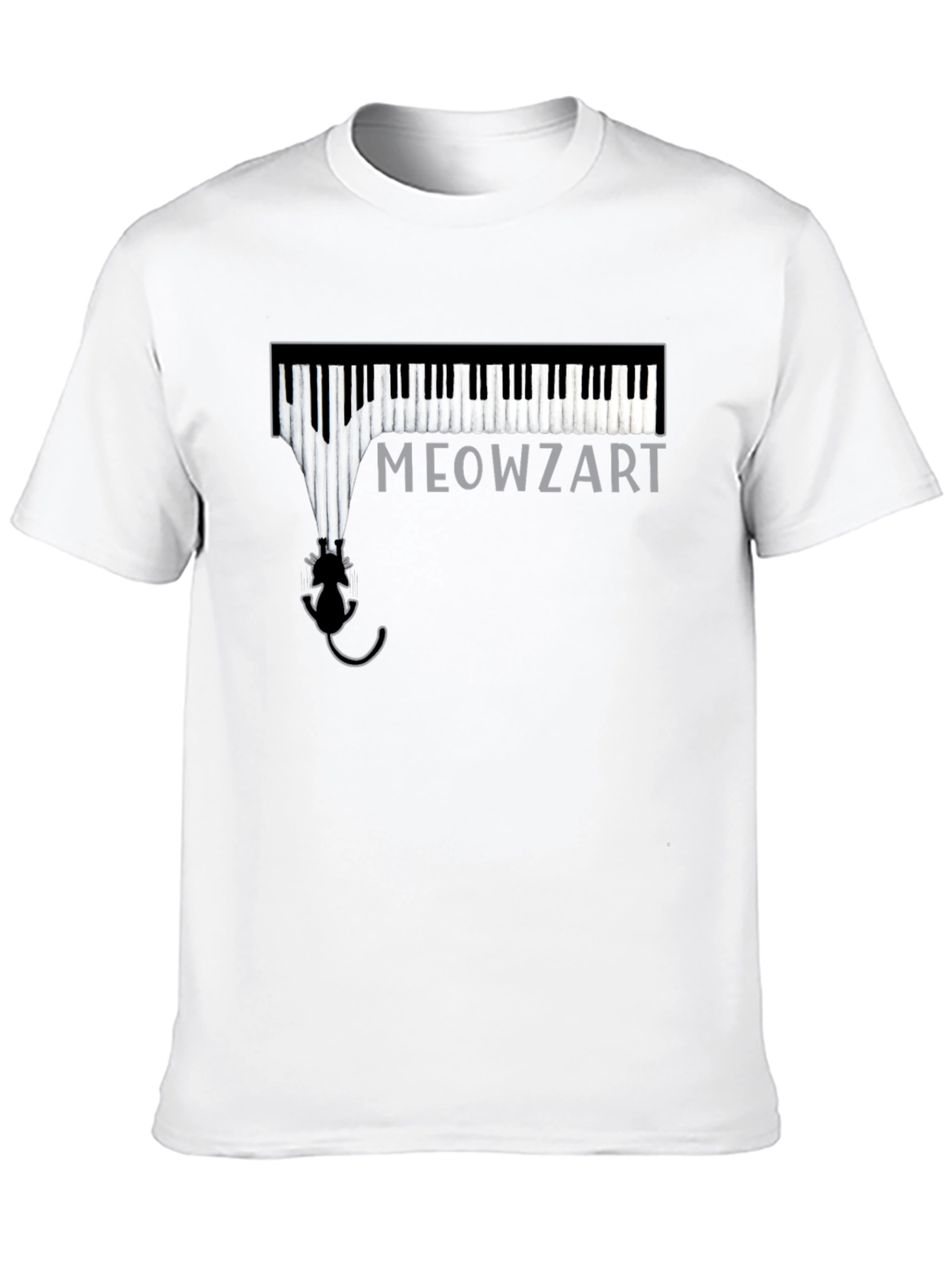 Meowzart Piano Cat T-Shirt - Black