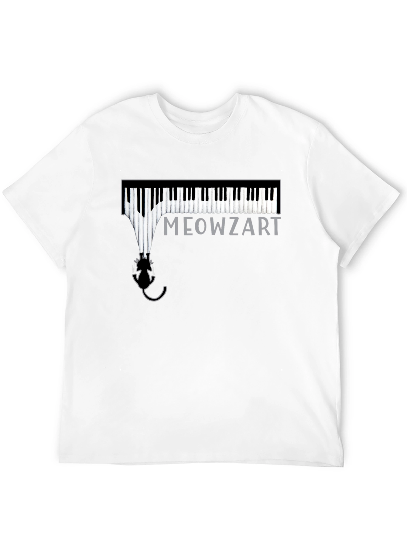Meowzart Piano Cat T-Shirt - Black