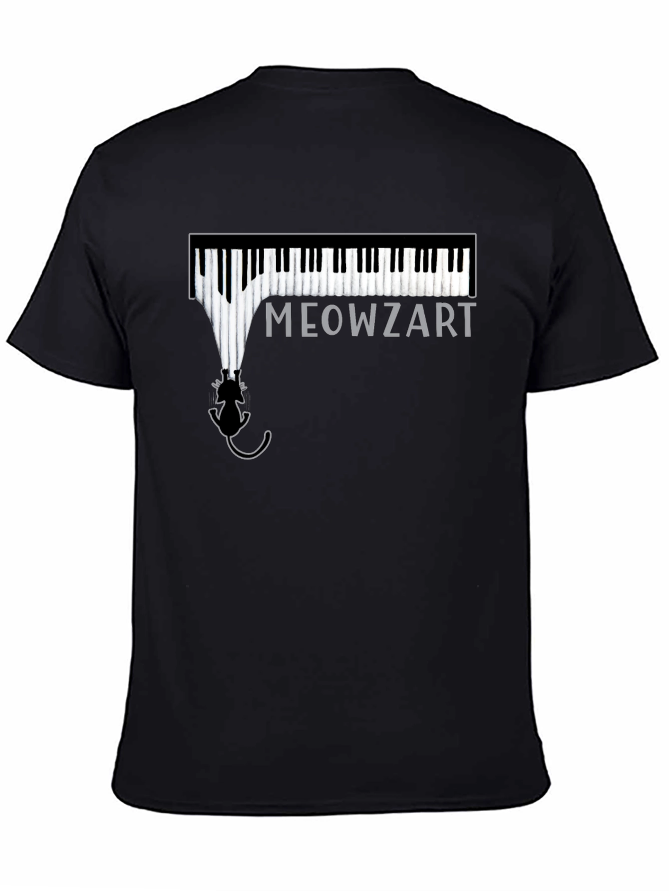 Meowzart Piano Cat T-Shirt - Black