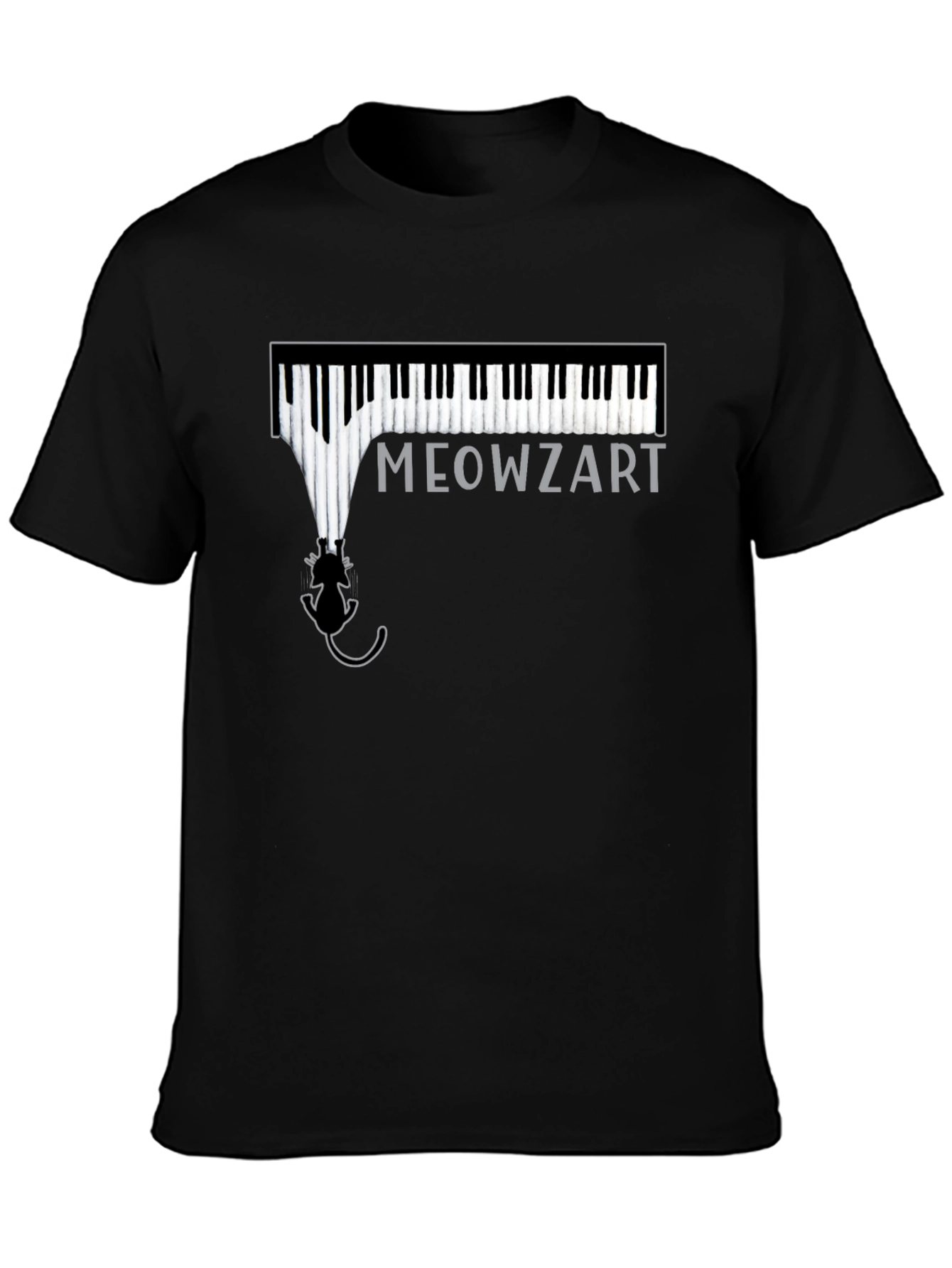 Meowzart Piano Cat T-Shirt - Black