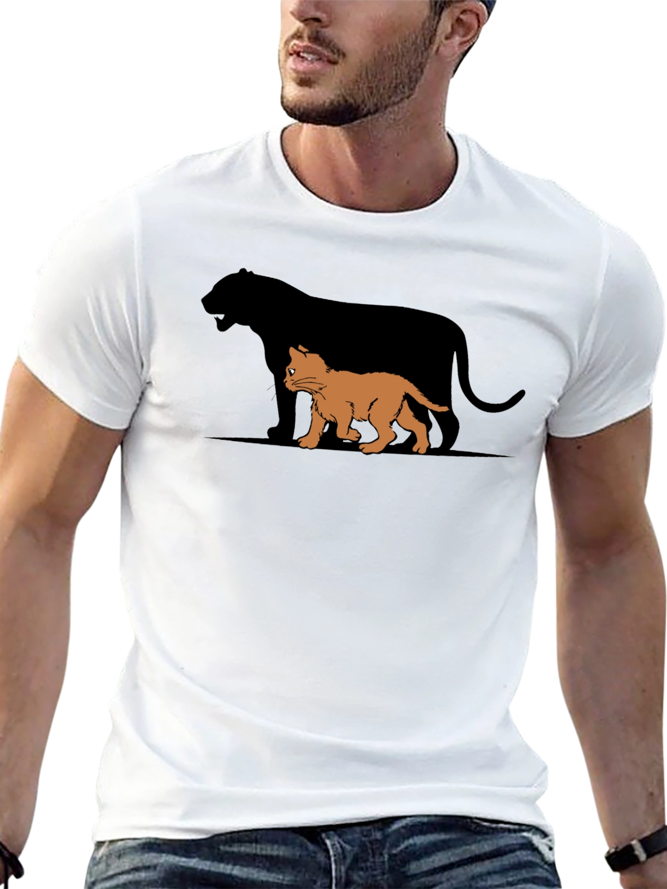 Kitten Shadow Black T-Shirt - Mens Tee Graphic Print