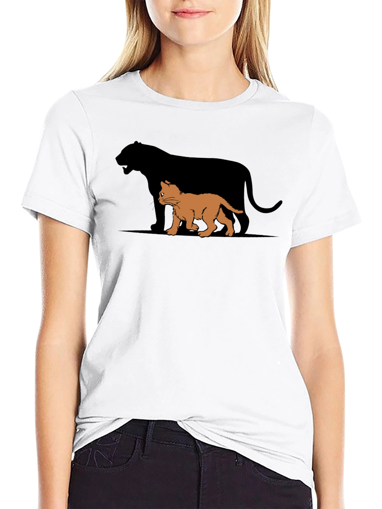 Kitten Shadow Black T-Shirt - Mens Tee Graphic Print
