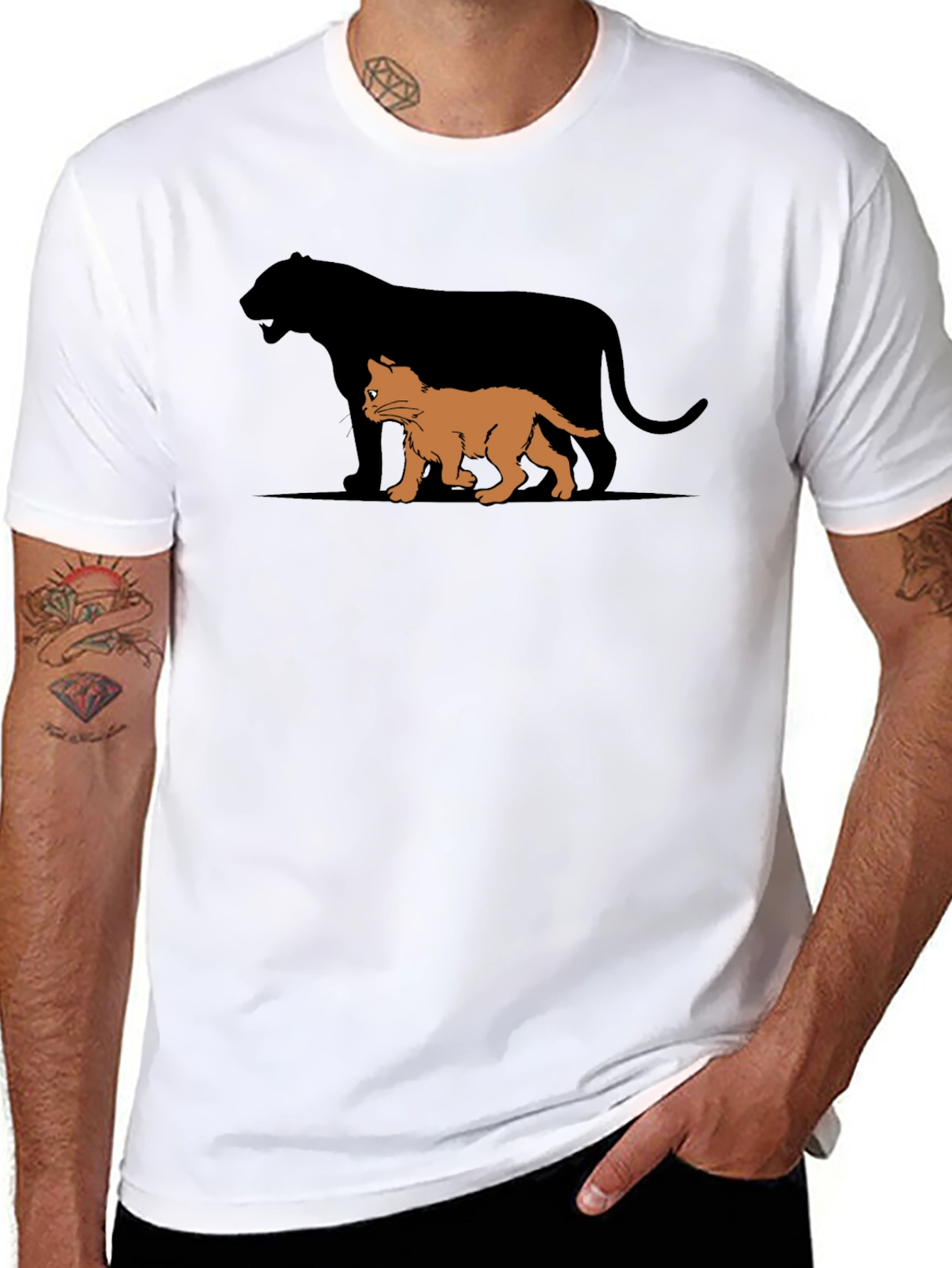 Kitten Shadow Black T-Shirt - Mens Tee Graphic Print
