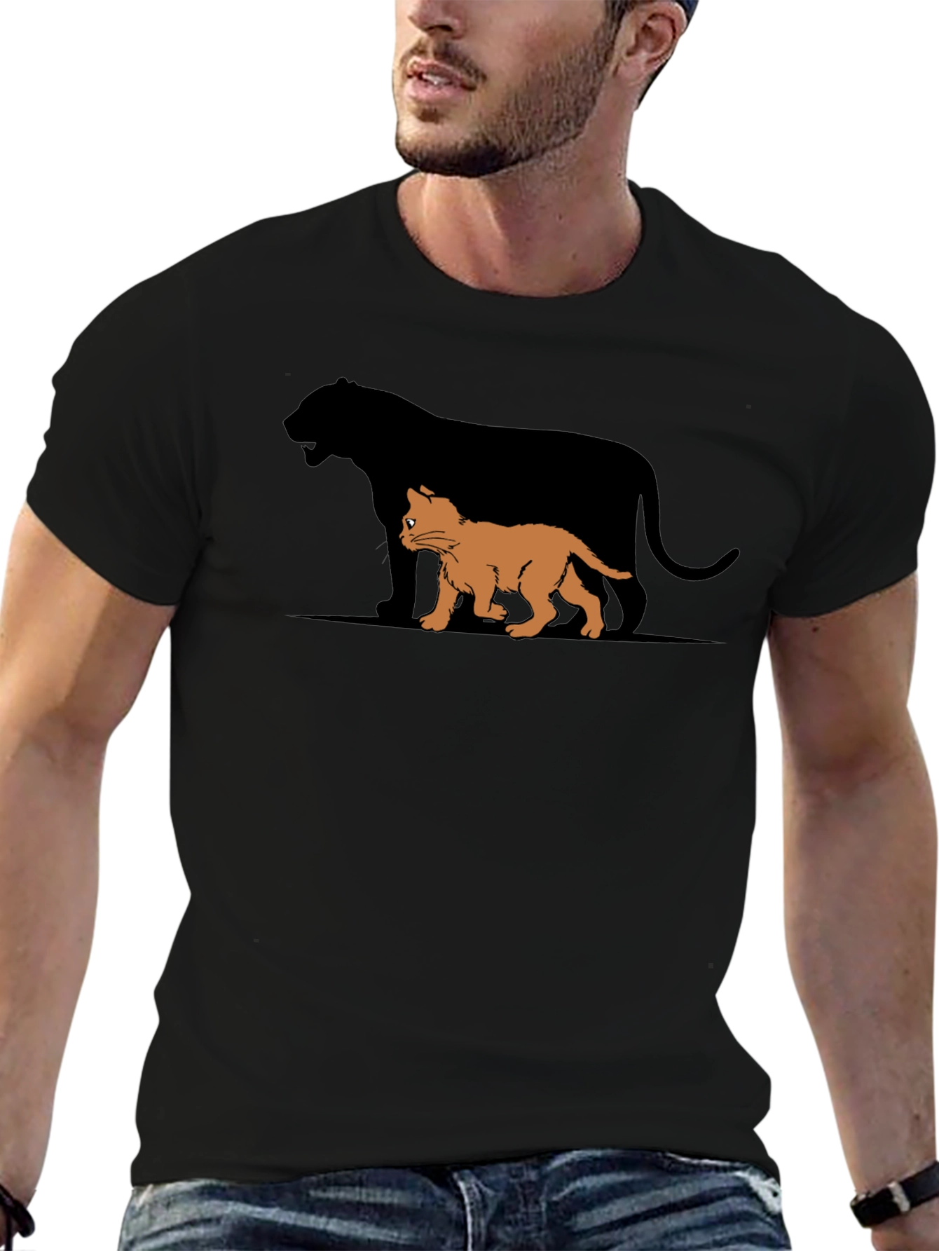 Kitten Shadow Black T-Shirt - Mens Tee Graphic Print