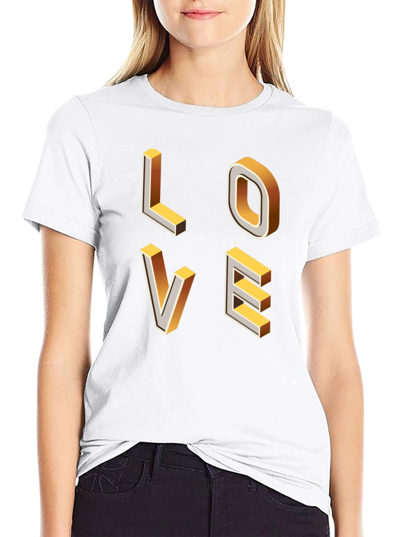 Trendy 3D Love Graphic Black T-Shirt