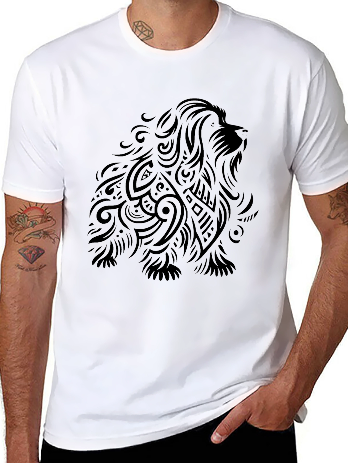 Tribal Lion Graphic Black T-Shirt