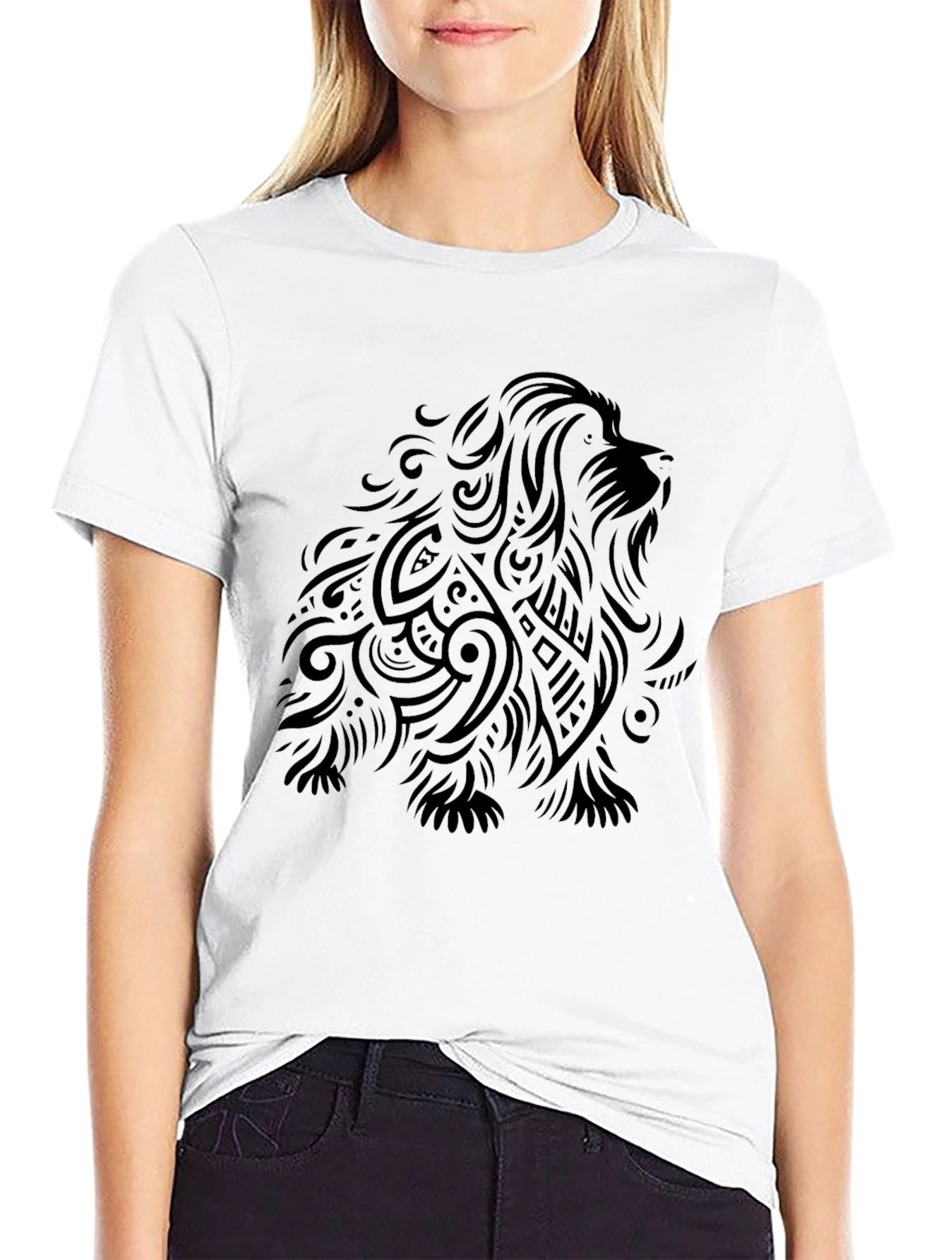 Tribal Lion Graphic Black T-Shirt