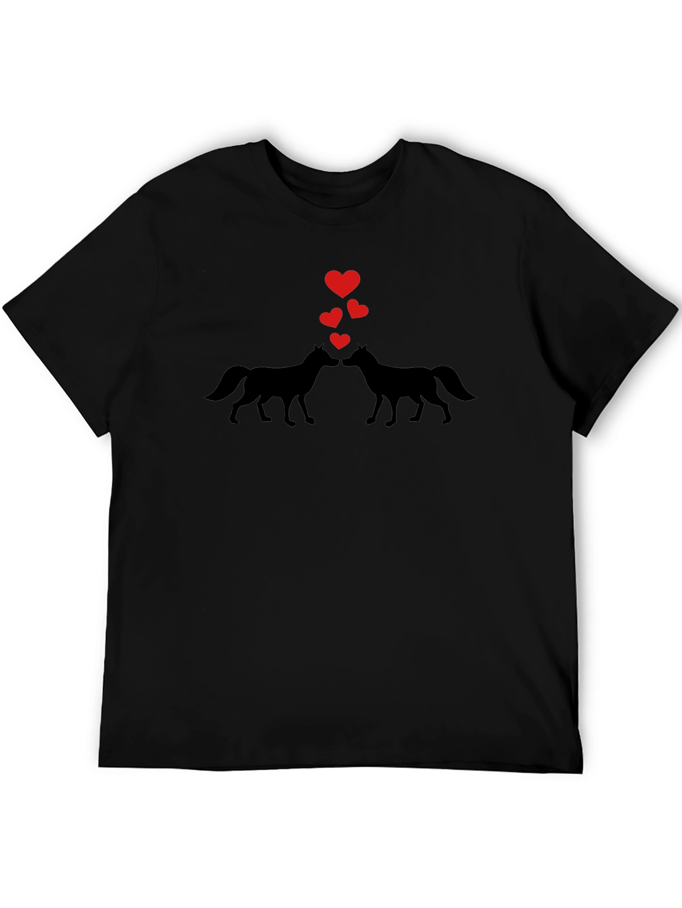Wolf Love Valentines Day Black T-Shirt