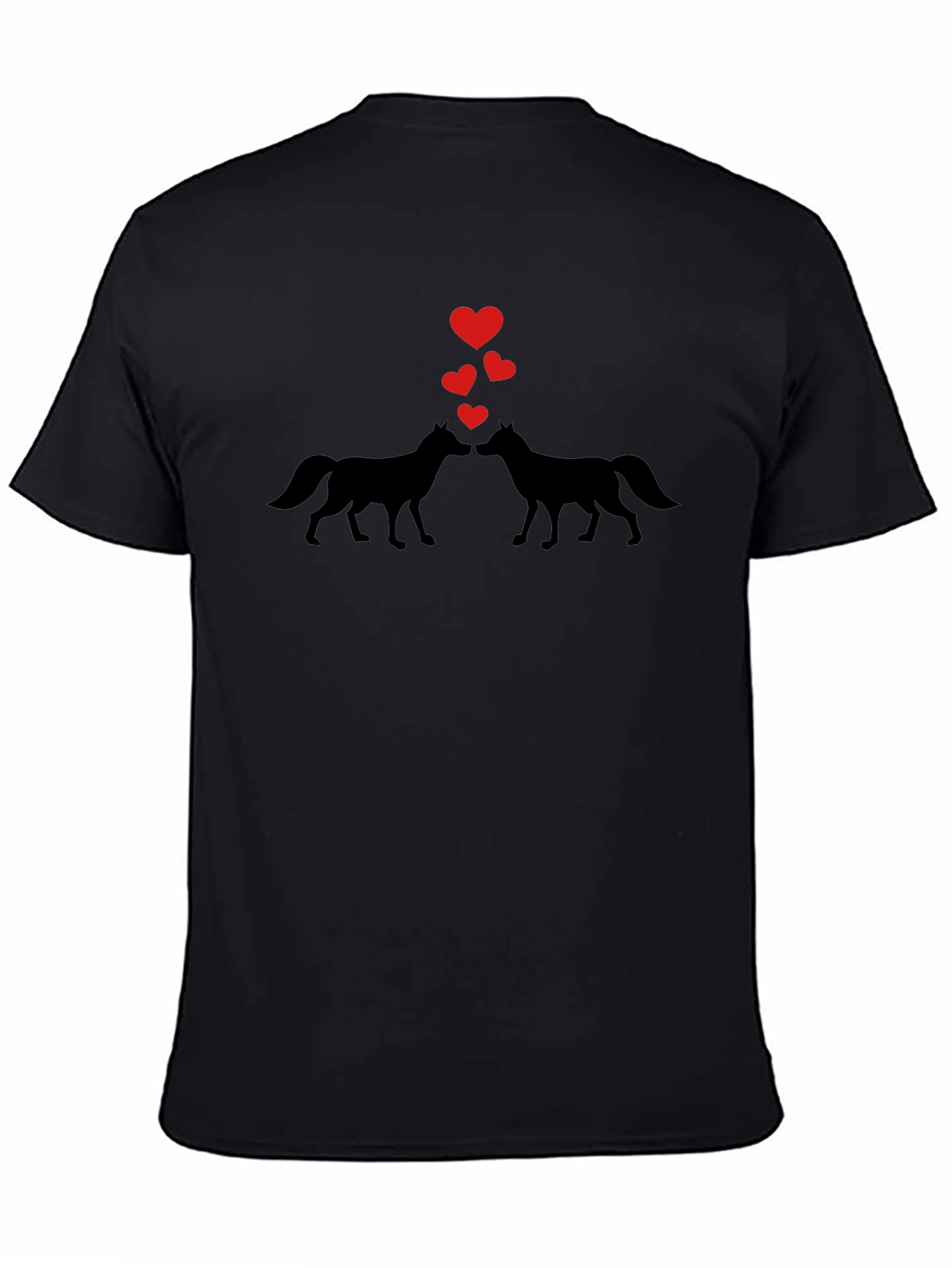 Wolf Love Valentines Day Black T-Shirt