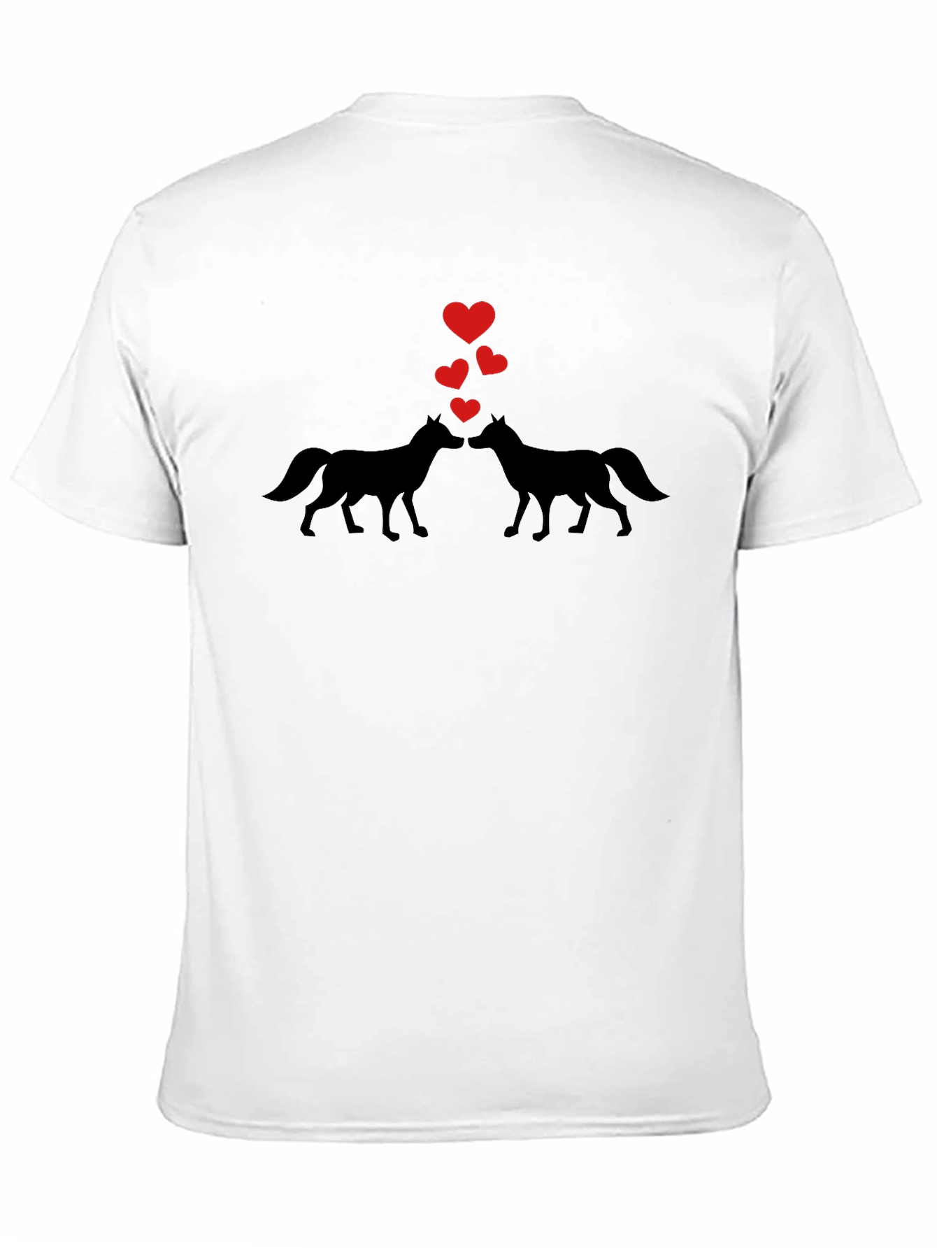 Wolf Love Valentines Day Black T-Shirt