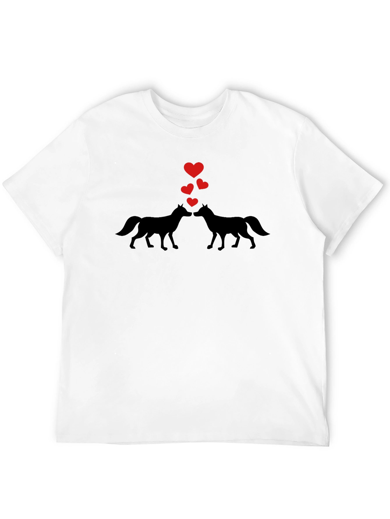 Wolf Love Valentines Day Black T-Shirt