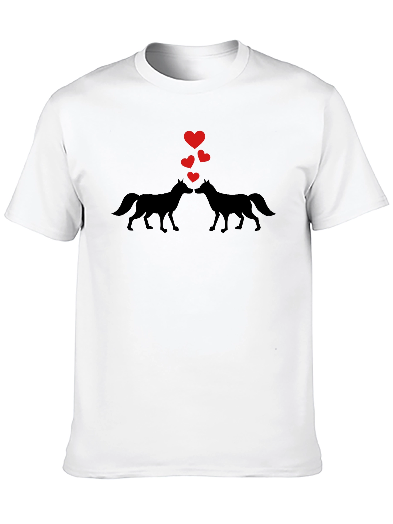 Wolf Love Valentines Day Black T-Shirt