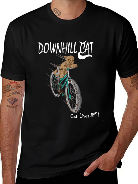 Downhill Cat Graphic T-Shirt
