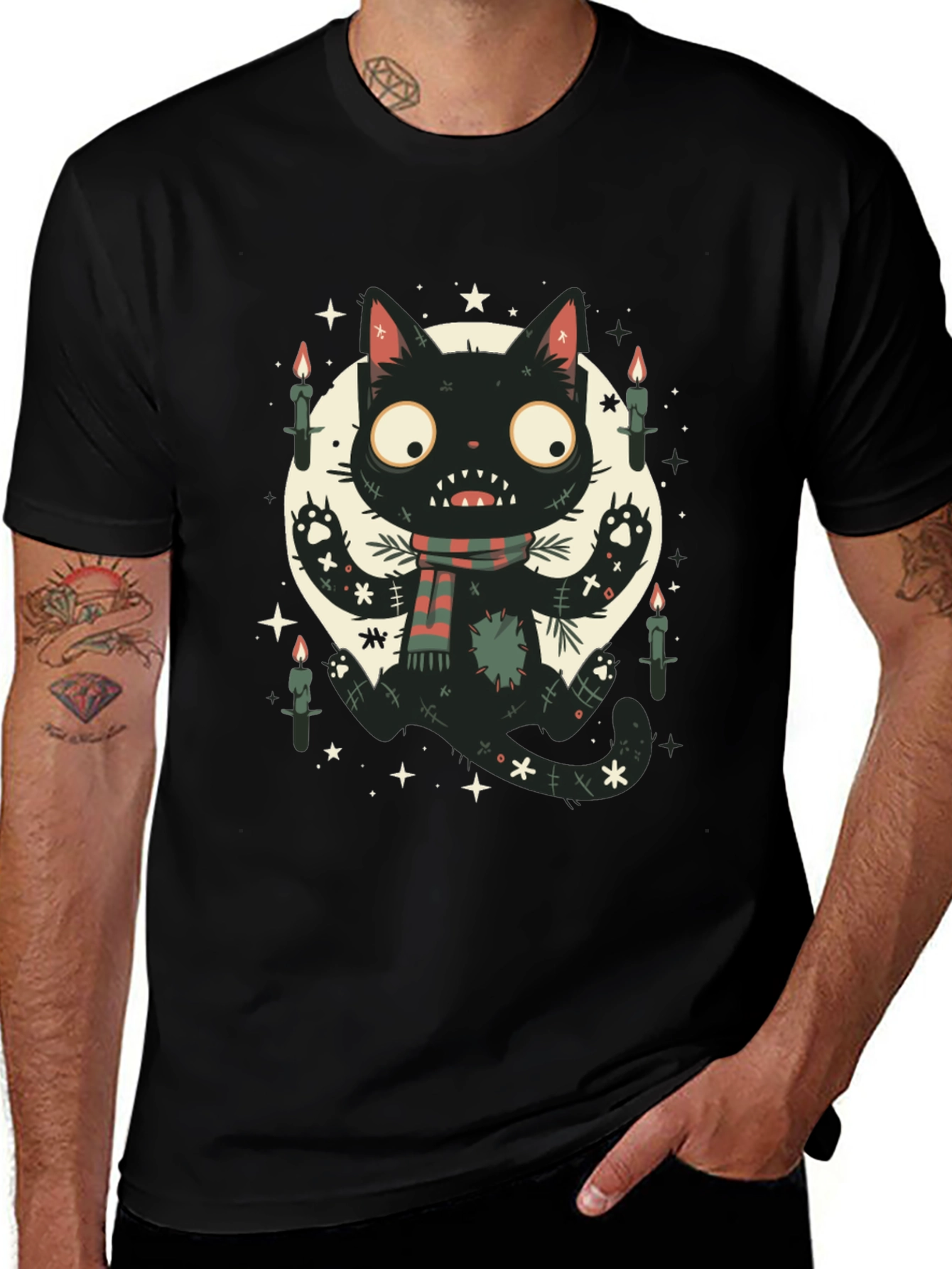 Spooky Black Cat Graphic Tee