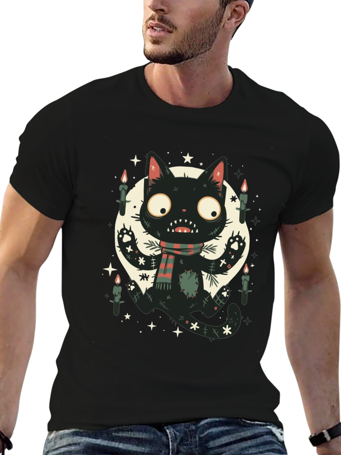 Spooky Black Cat Graphic Tee