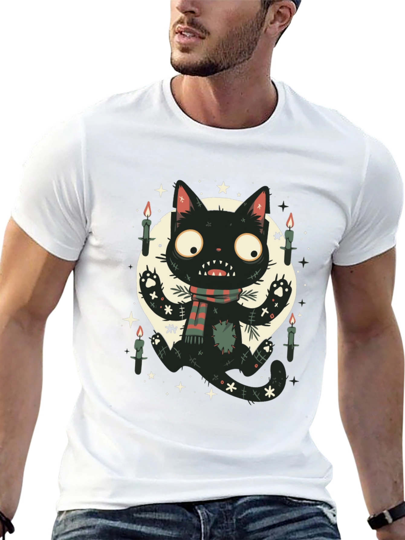 Spooky Black Cat Graphic Tee
