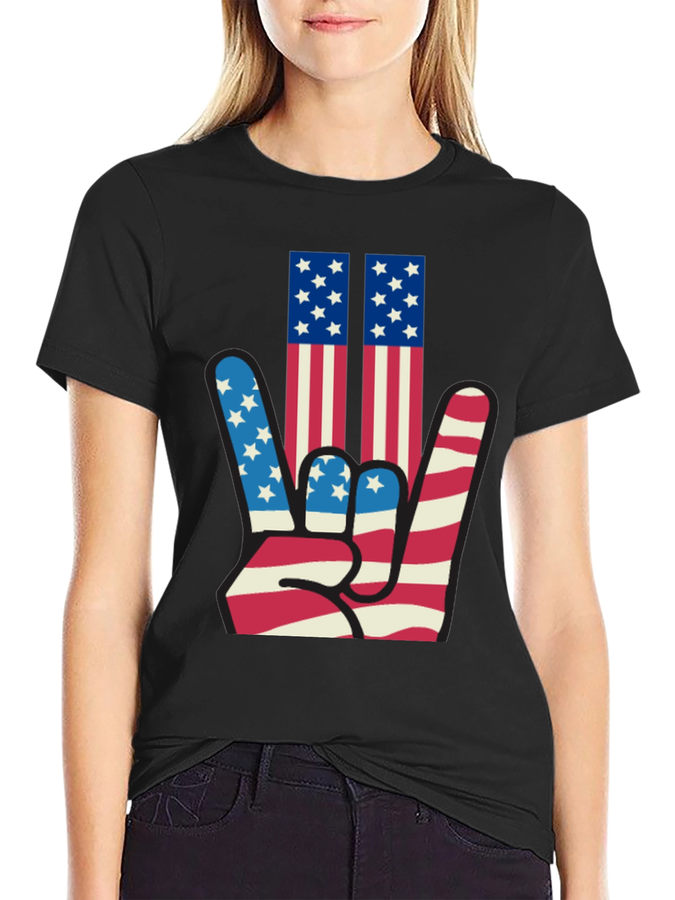 Patriotic Hand Sign Graphic Tee