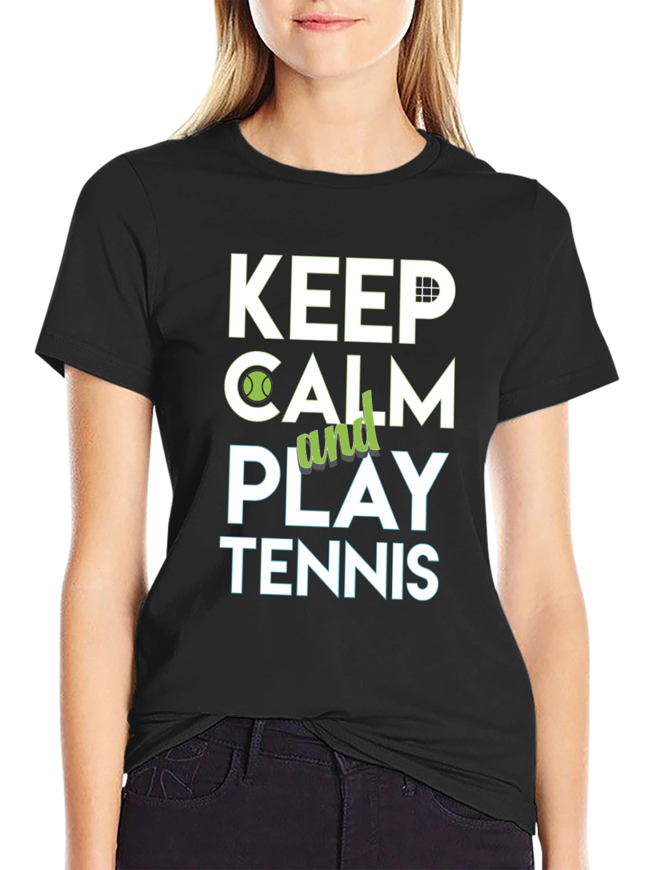 Keep Calm and Play Tennis Graphic T-Shirt