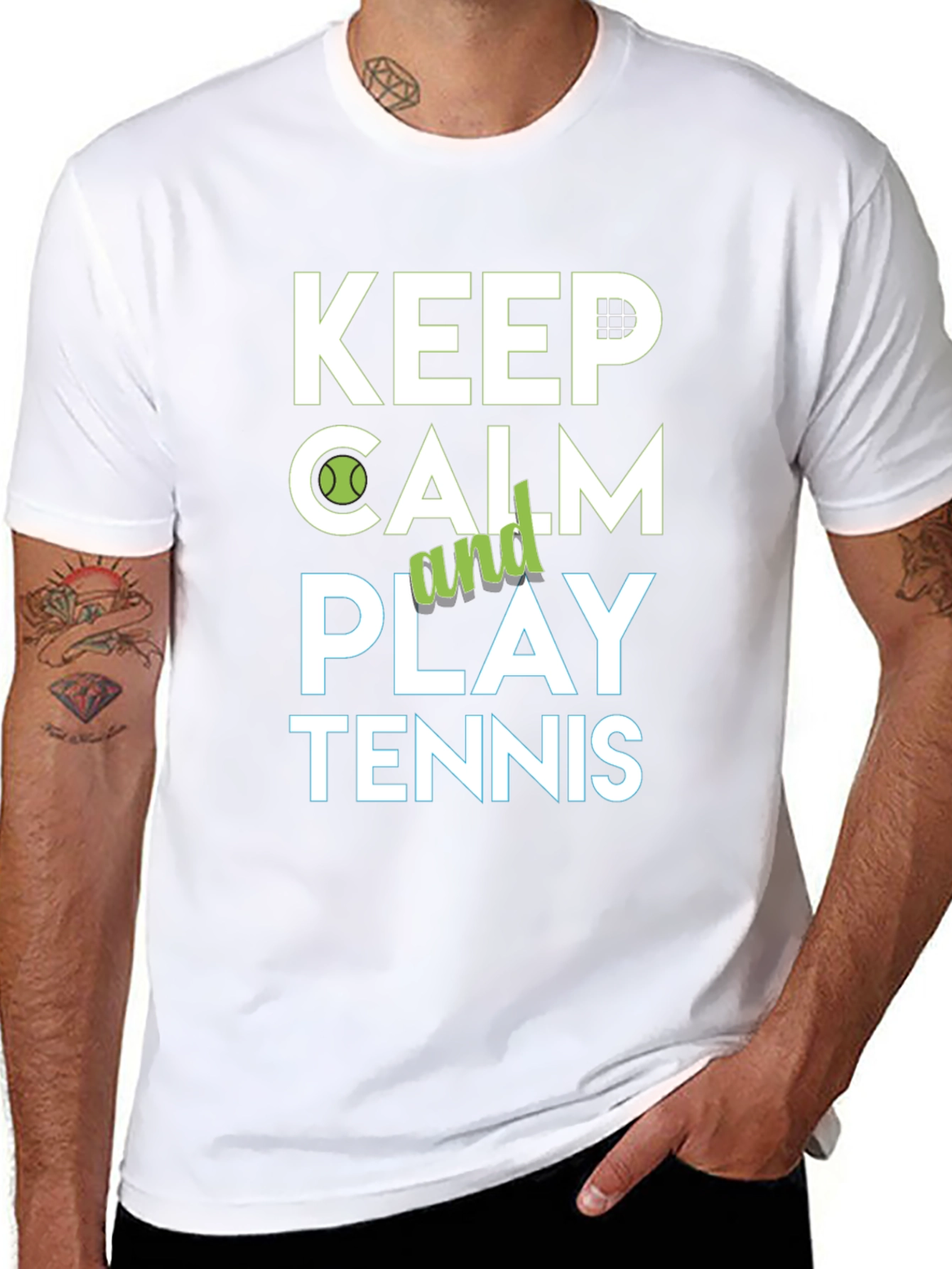 Keep Calm and Play Tennis Graphic T-Shirt