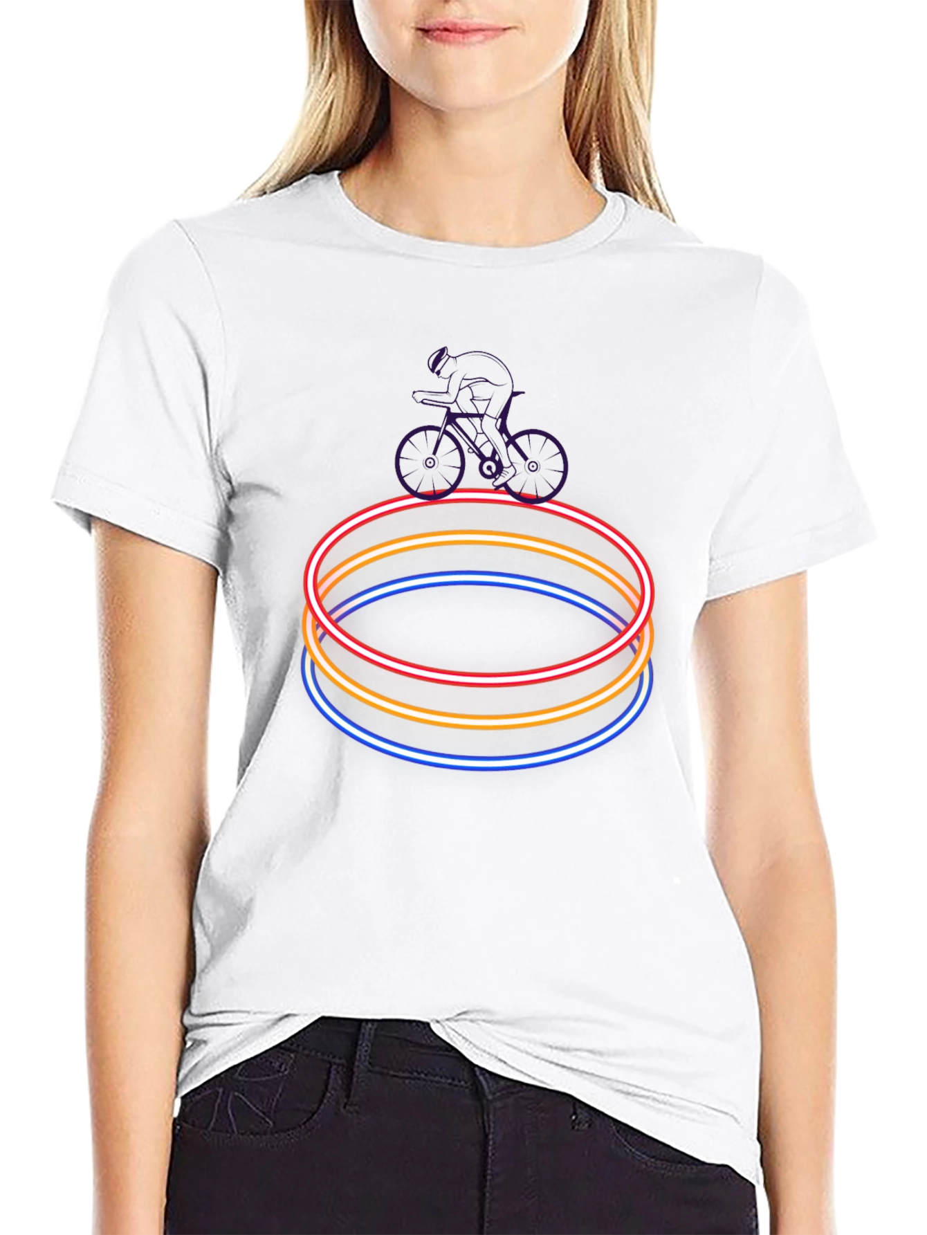 Neon Rings Cyclist Graphic T-Shirt