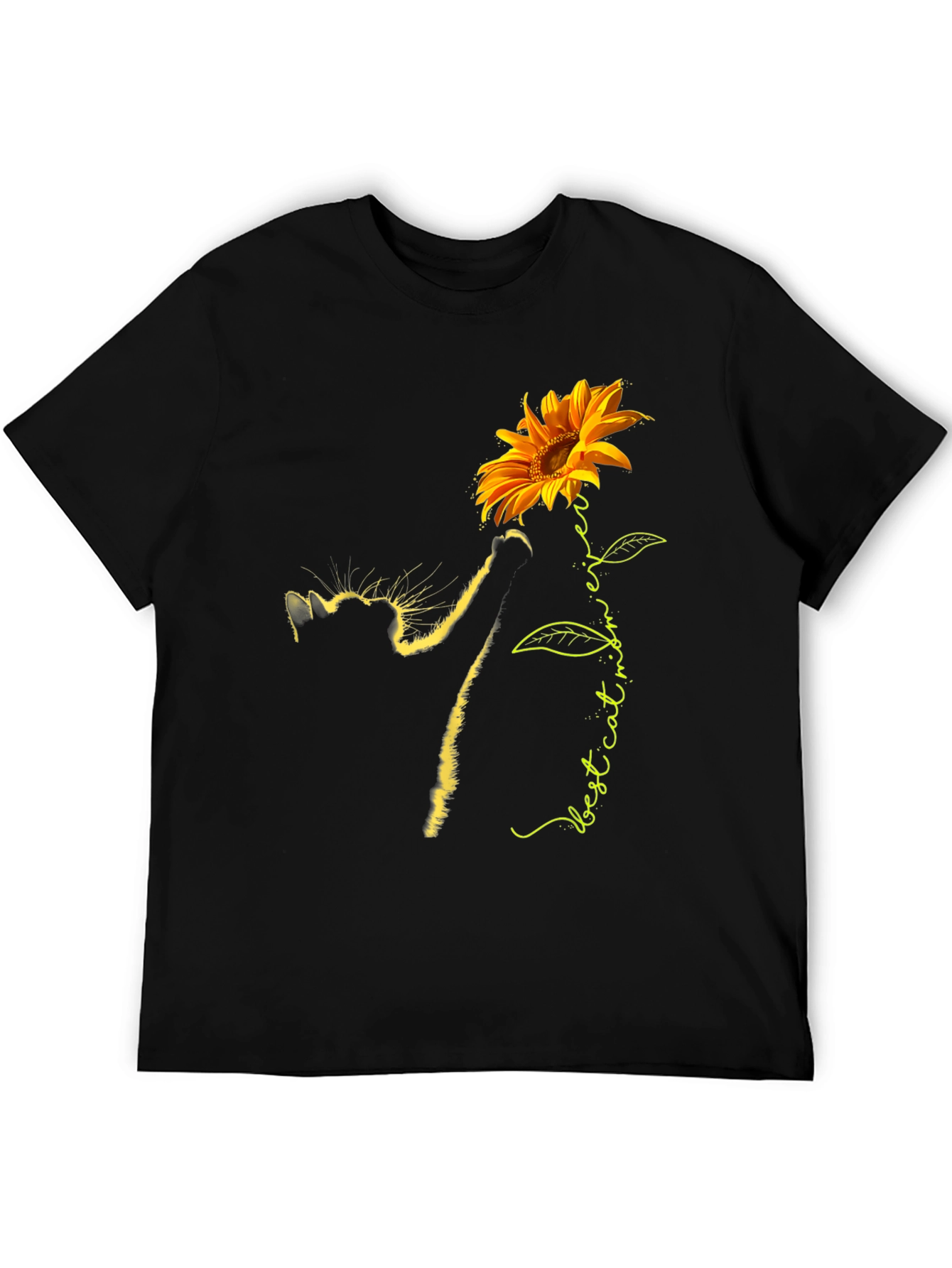 Sunflower Cat Lover T-Shirt - Best cat mom ever!