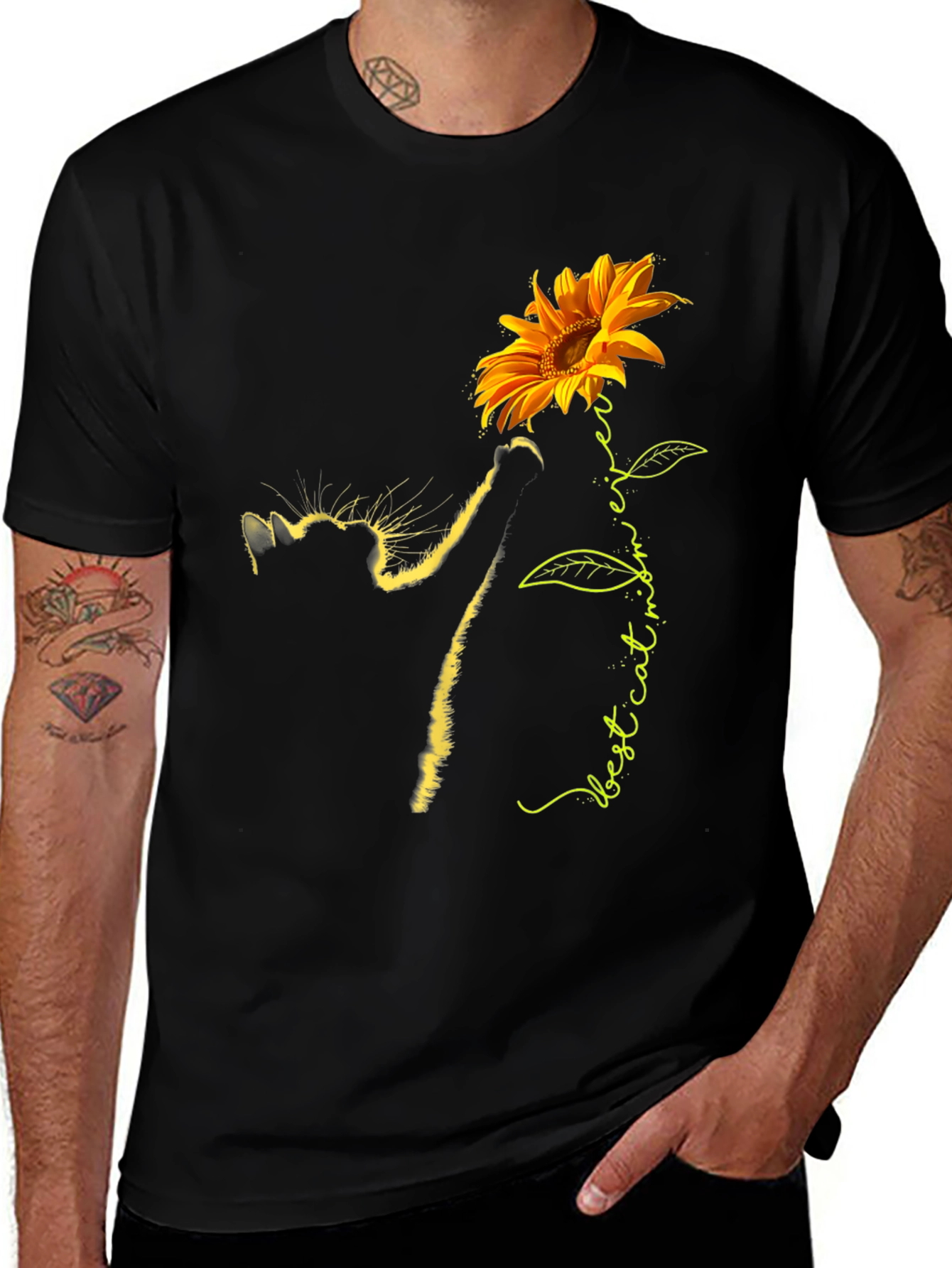 Sunflower Cat Lover T-Shirt - Best cat mom ever!
