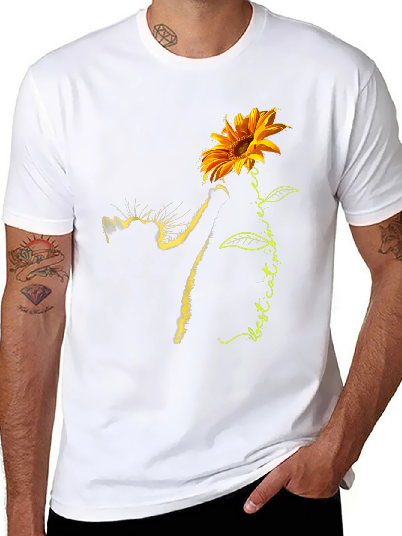 Sunflower Cat Lover T-Shirt - Best cat mom ever!