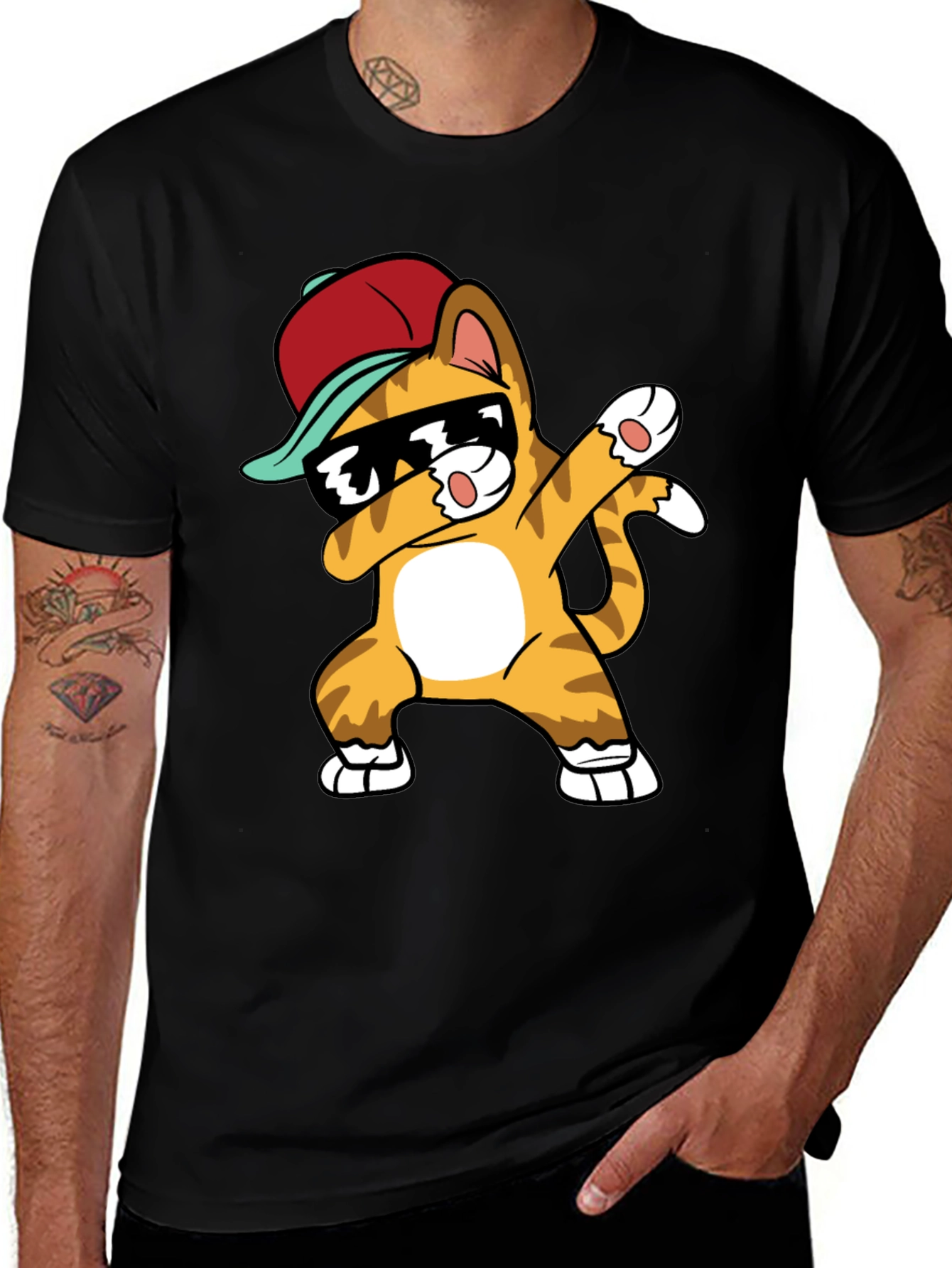 Dabbing Cat Graphic Tee - Cool & Trendy