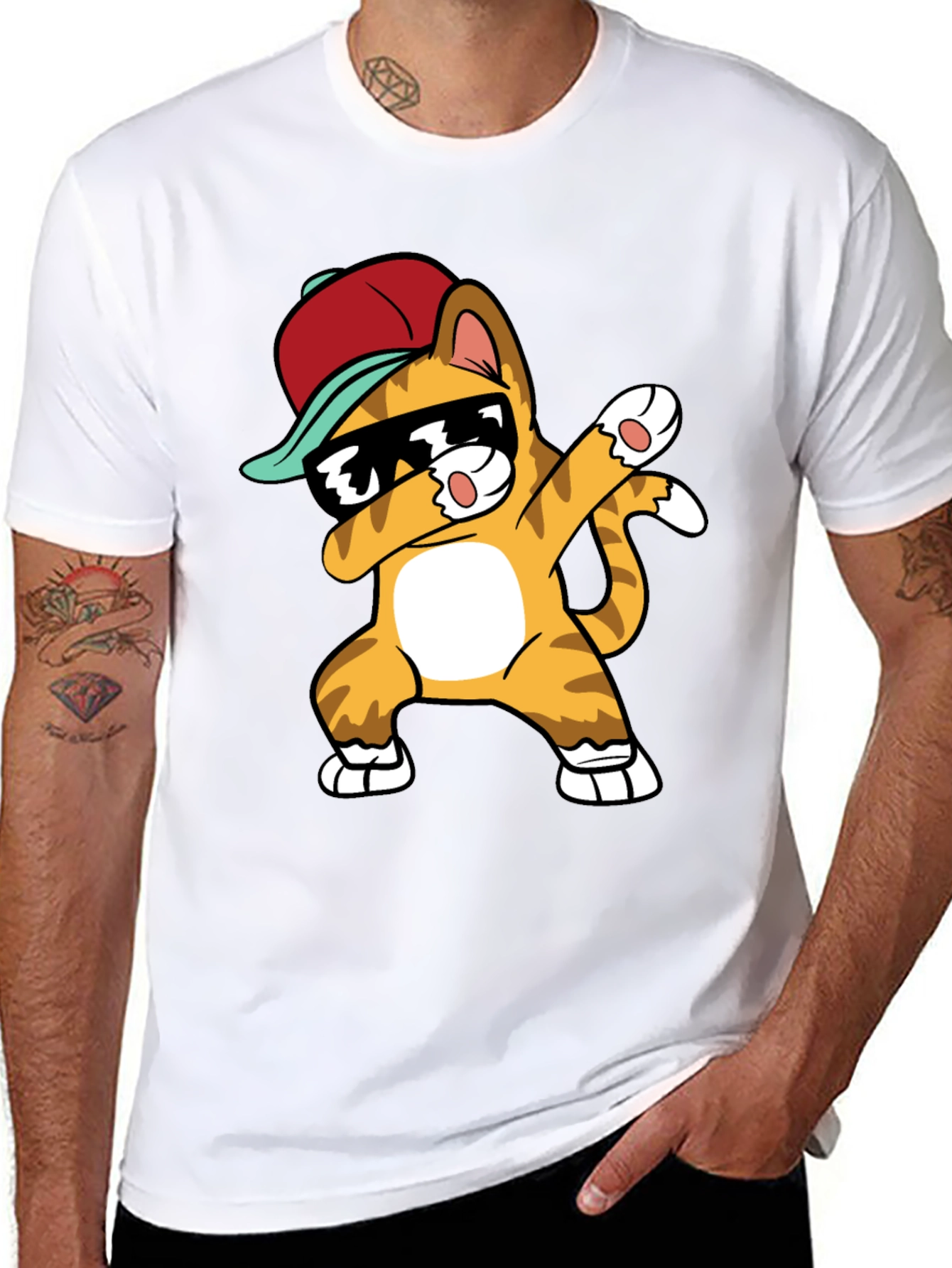 Dabbing Cat Graphic Tee - Cool & Trendy