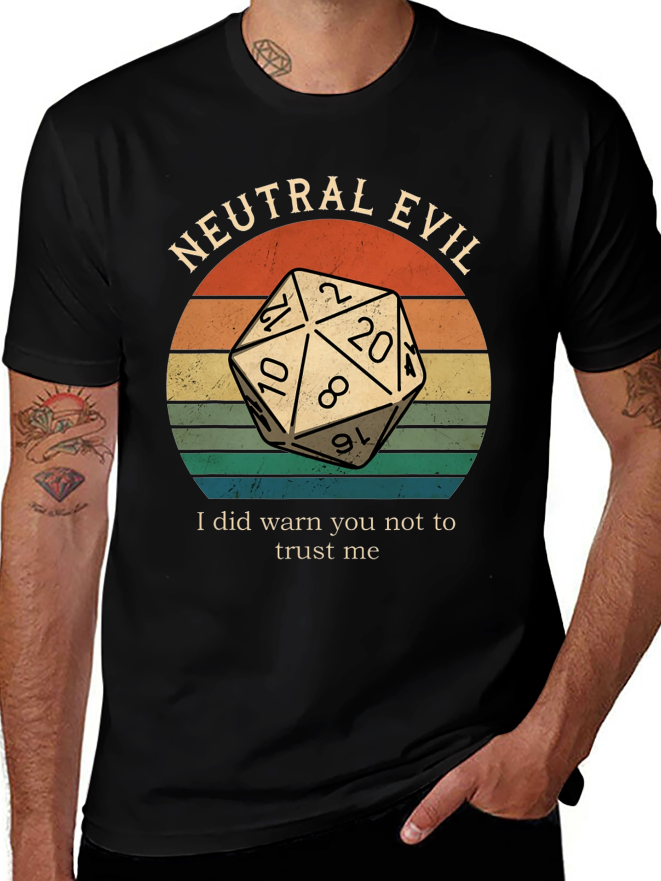 Neutral Evil D&D Dice Graphic T-Shirt