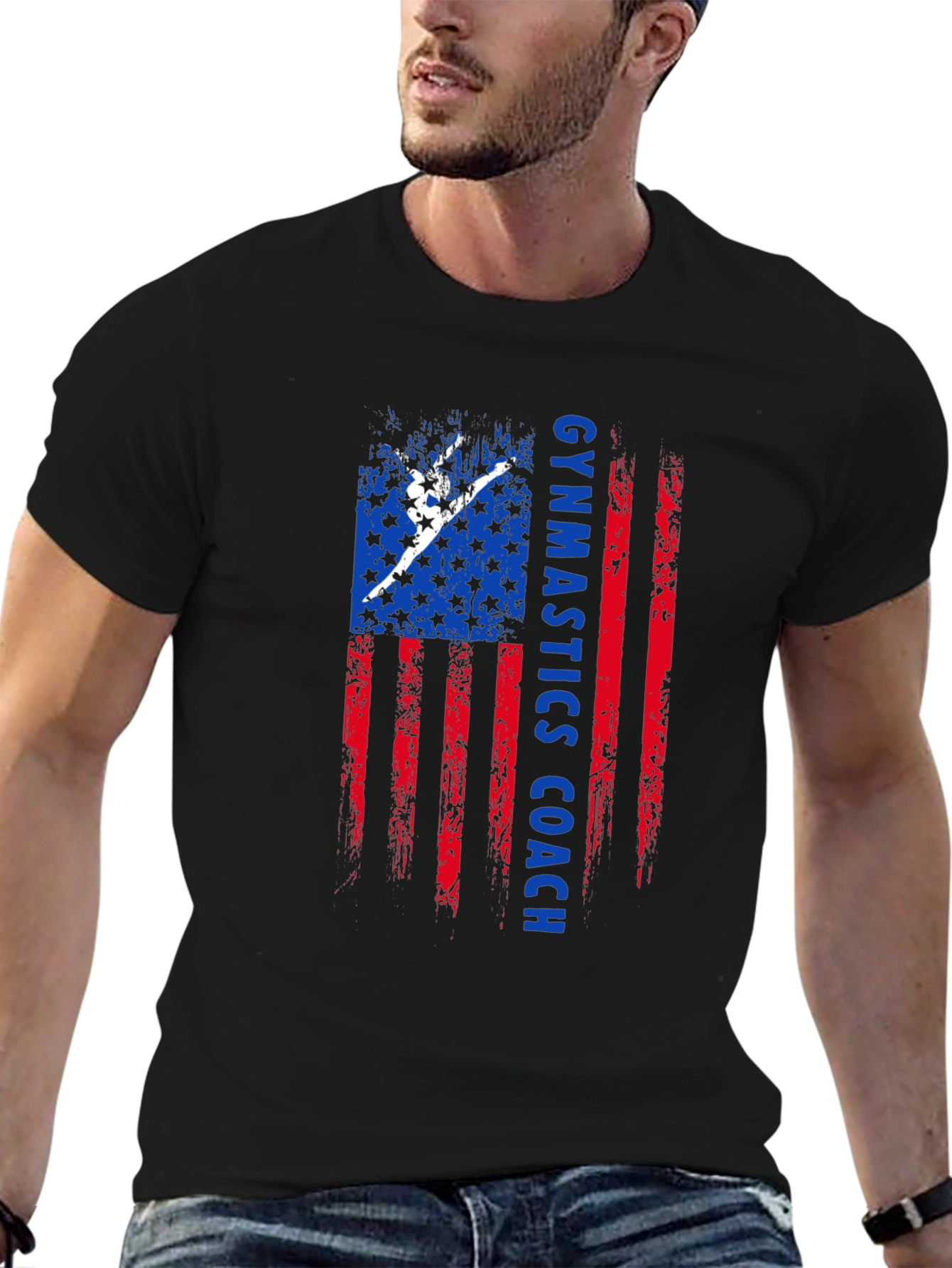 Gymnastics Coach American Flag T-Shirt
