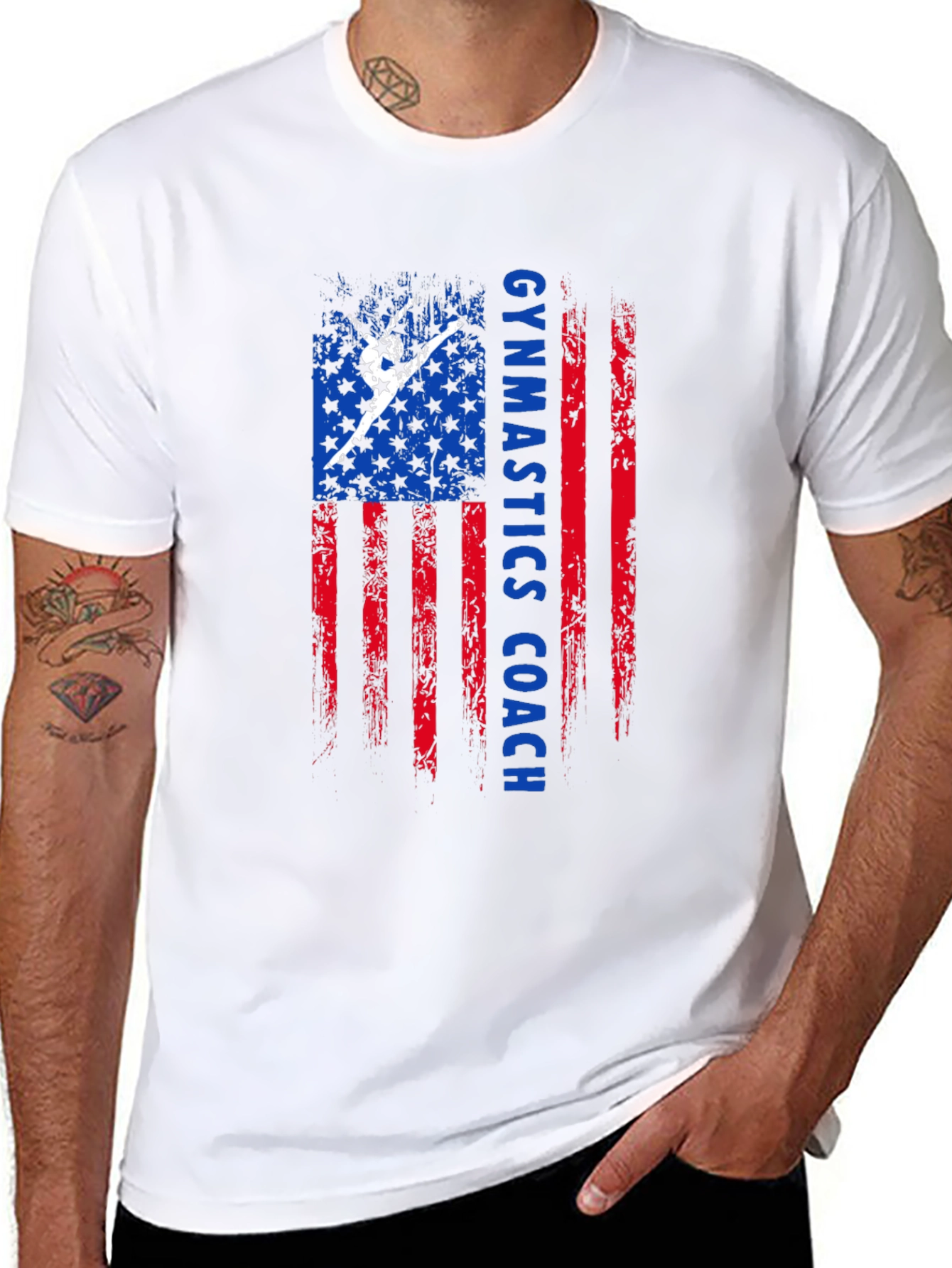 Gymnastics Coach American Flag T-Shirt