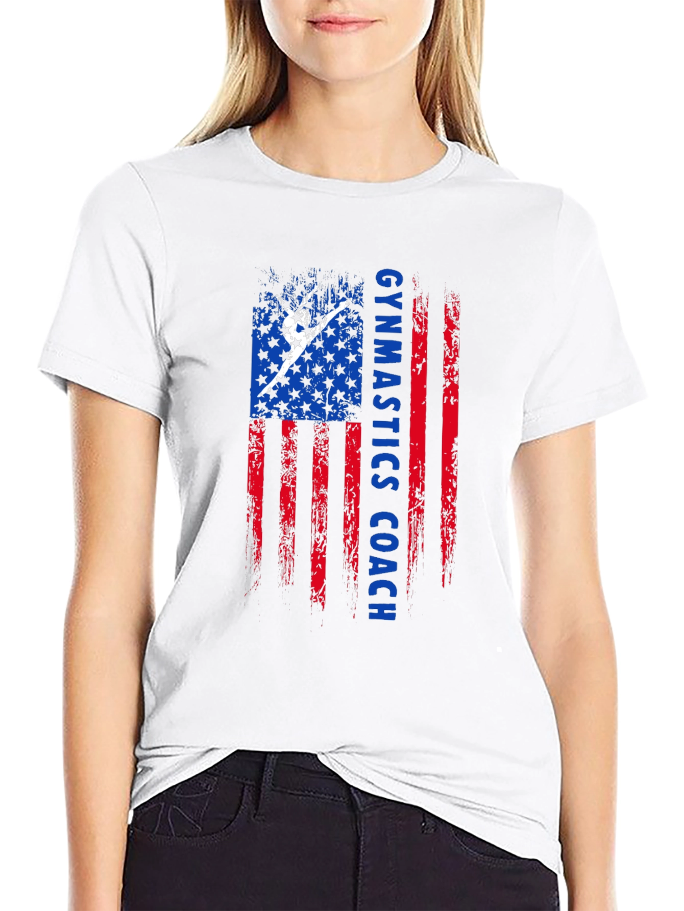 Gymnastics Coach American Flag T-Shirt