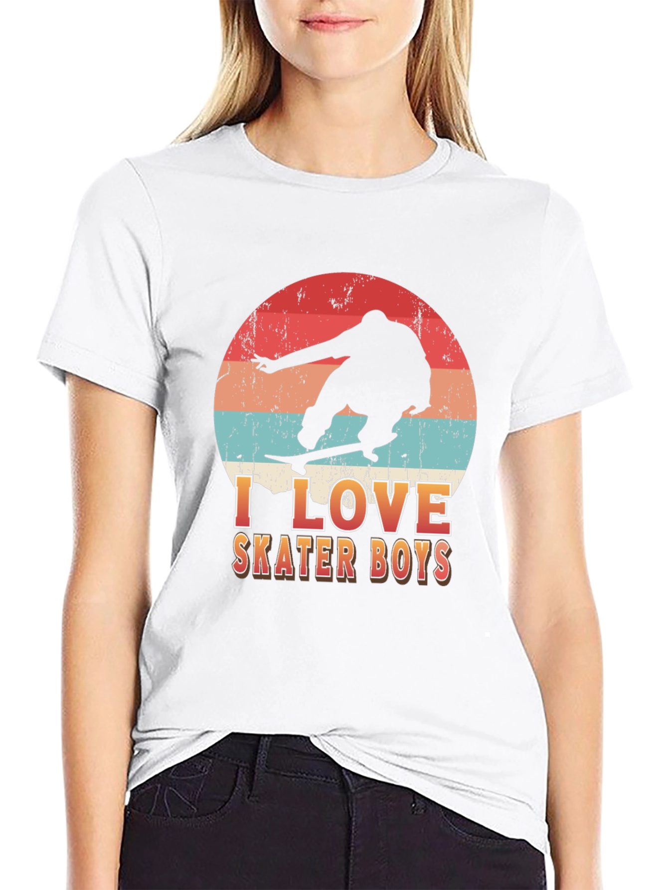 I Love Skater Boys T-Shirt - Retro Skateboard Design
