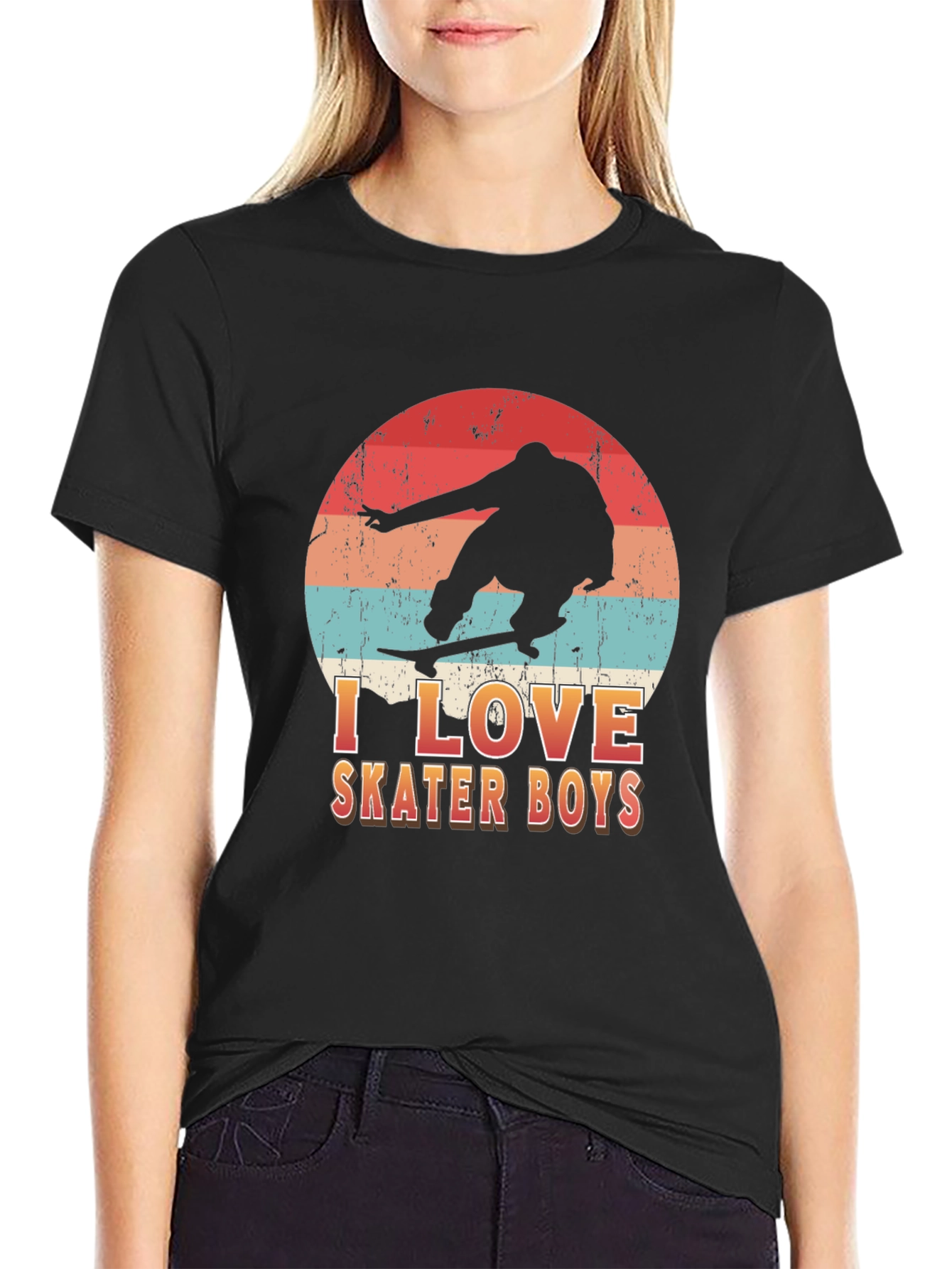 I Love Skater Boys T-Shirt - Retro Skateboard Design