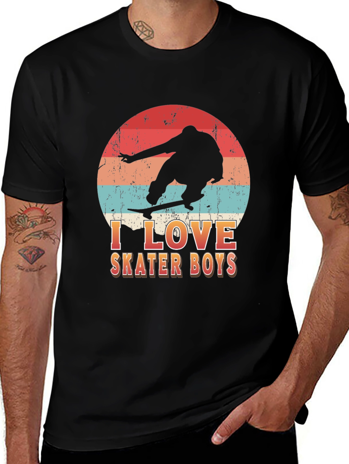 I Love Skater Boys T-Shirt - Retro Skateboard Design