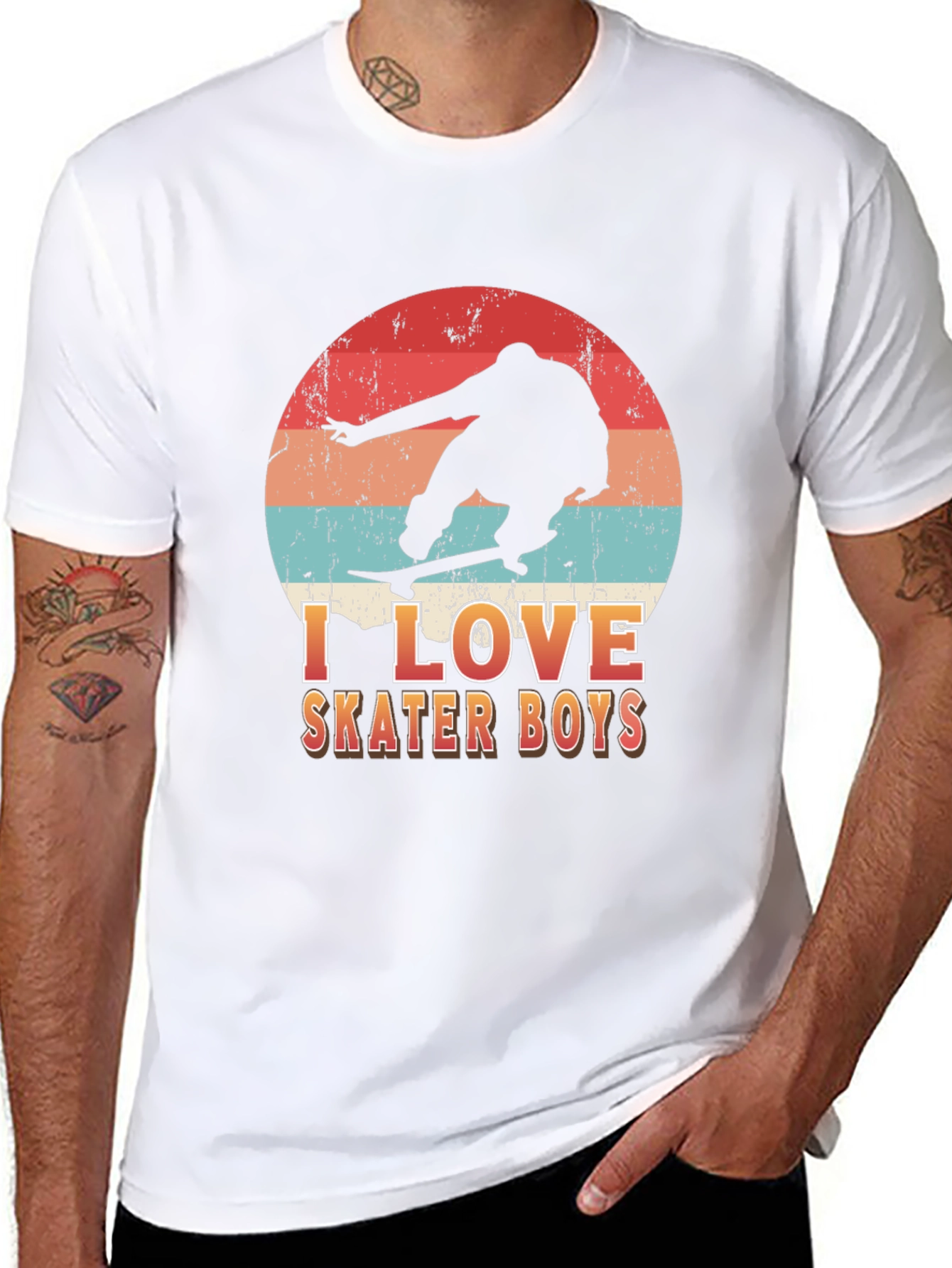 I Love Skater Boys T-Shirt - Retro Skateboard Design