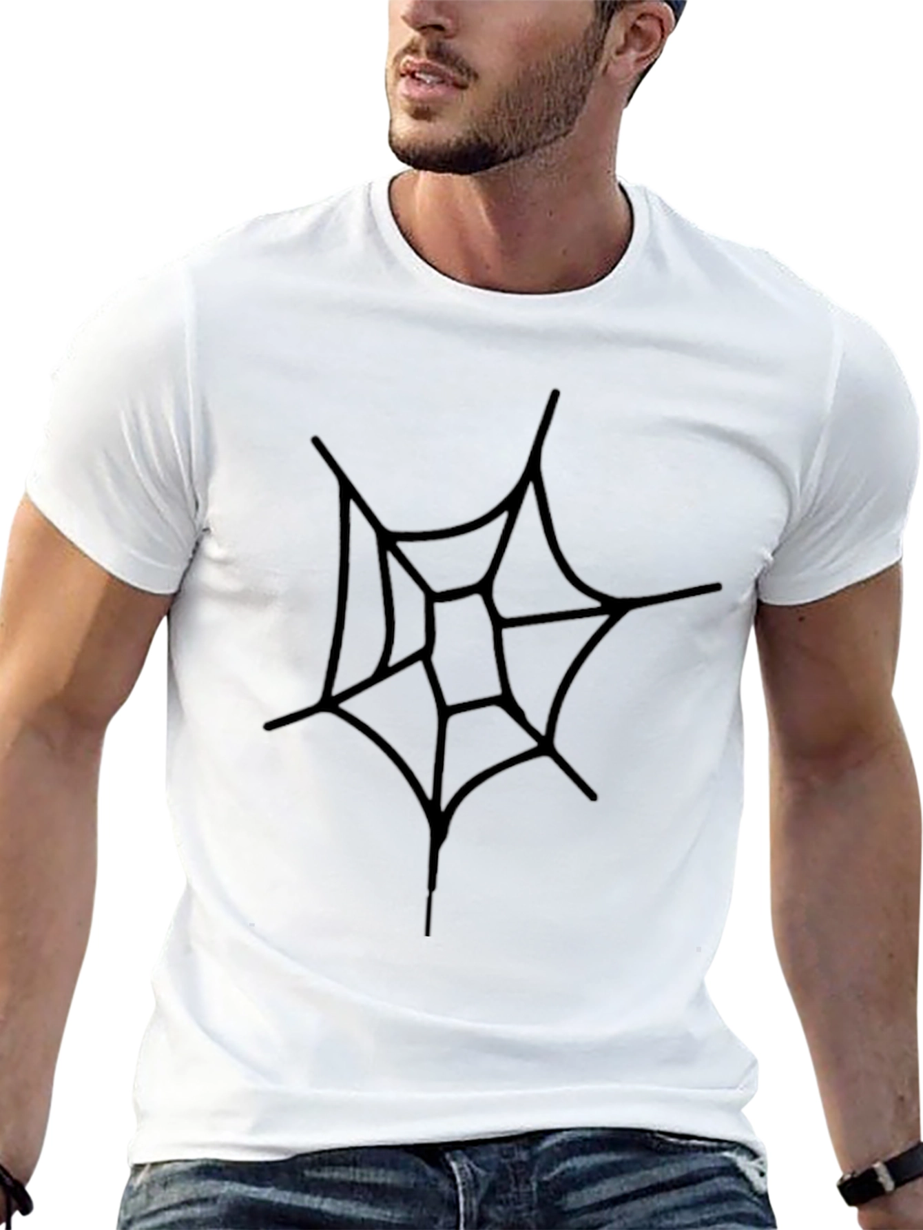 Mens Black Spiderweb Graphic T-Shirt