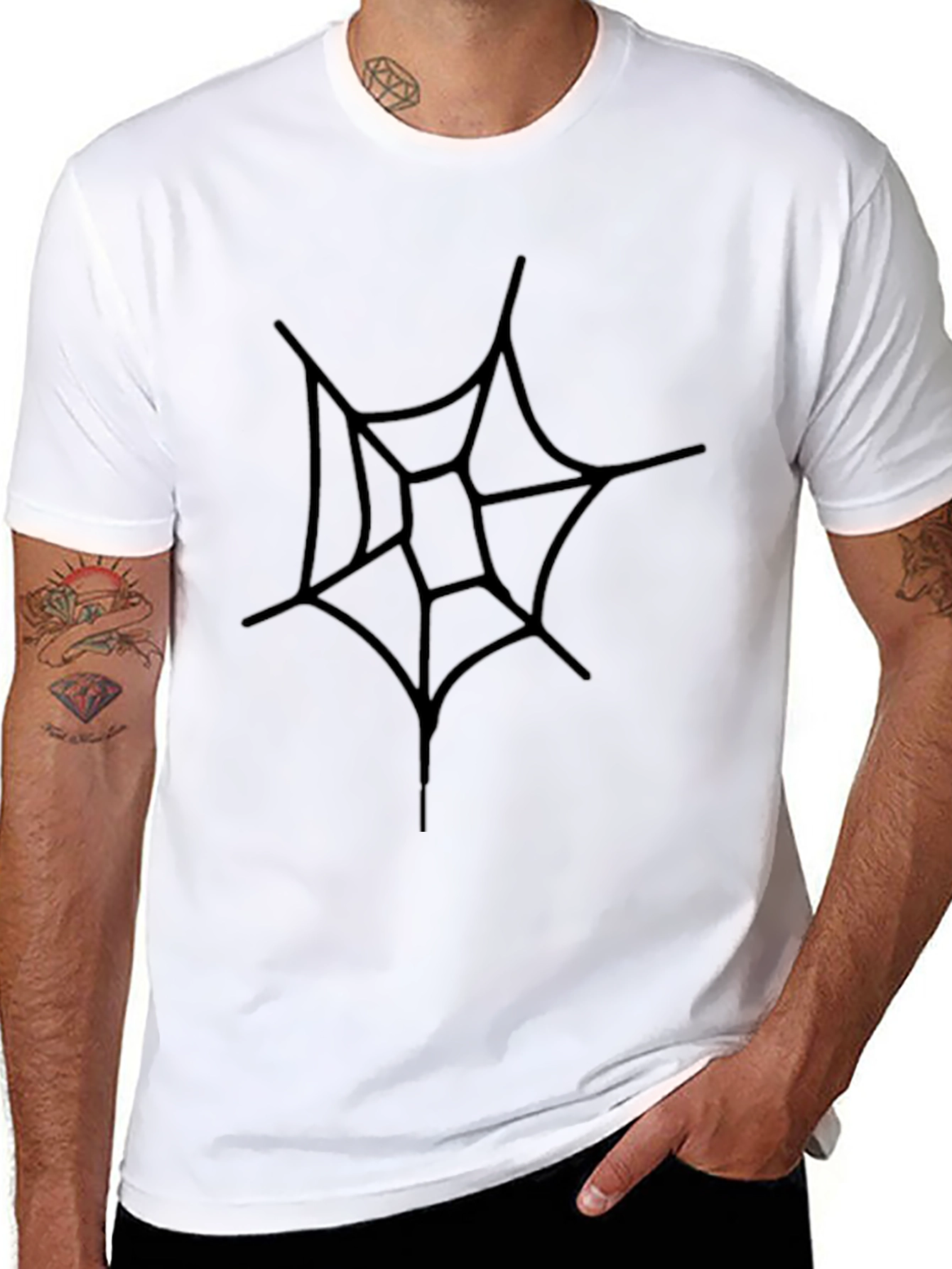 Mens Black Spiderweb Graphic T-Shirt