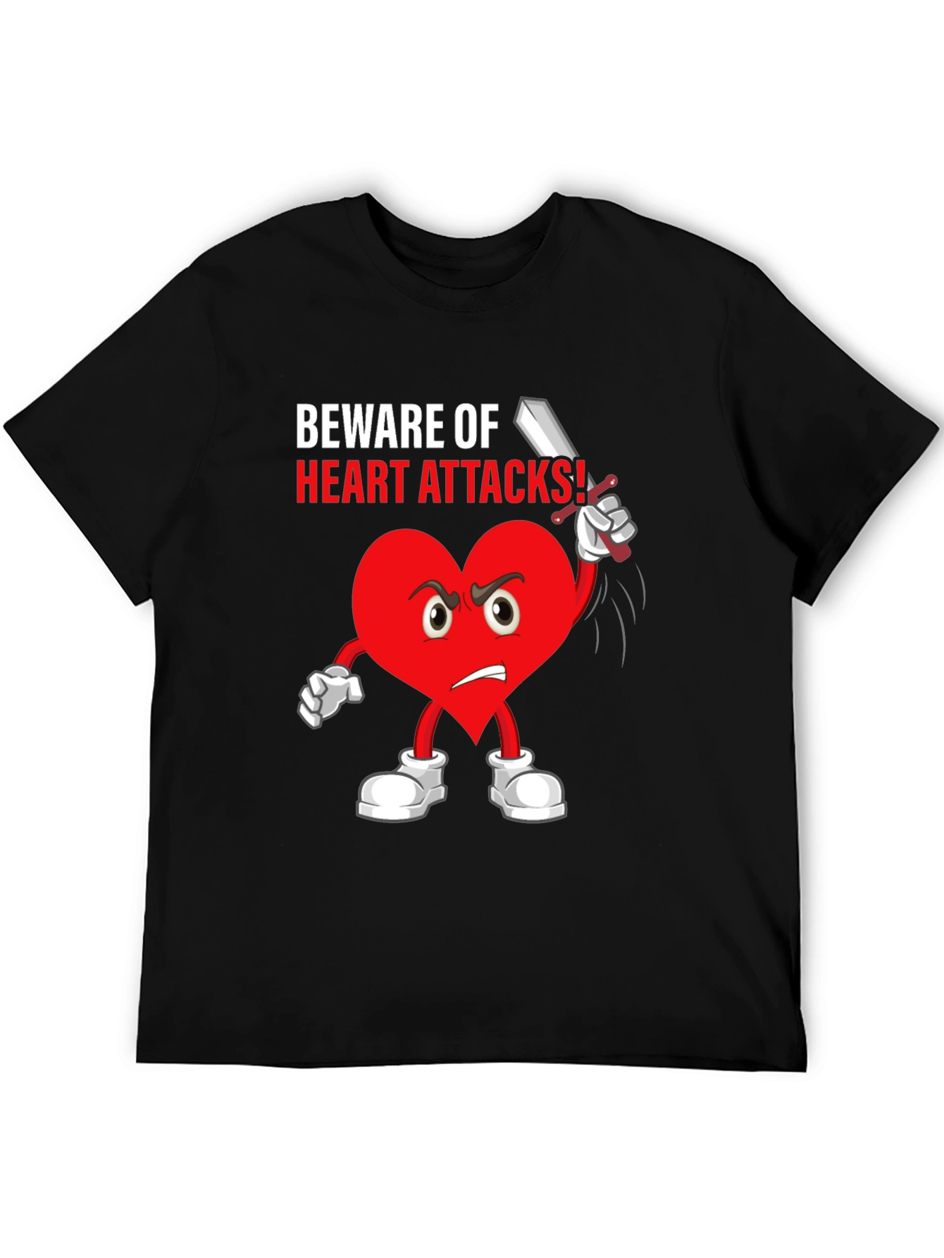 Beware Heart Attacks T-Shirt Funny Cartoon Heart