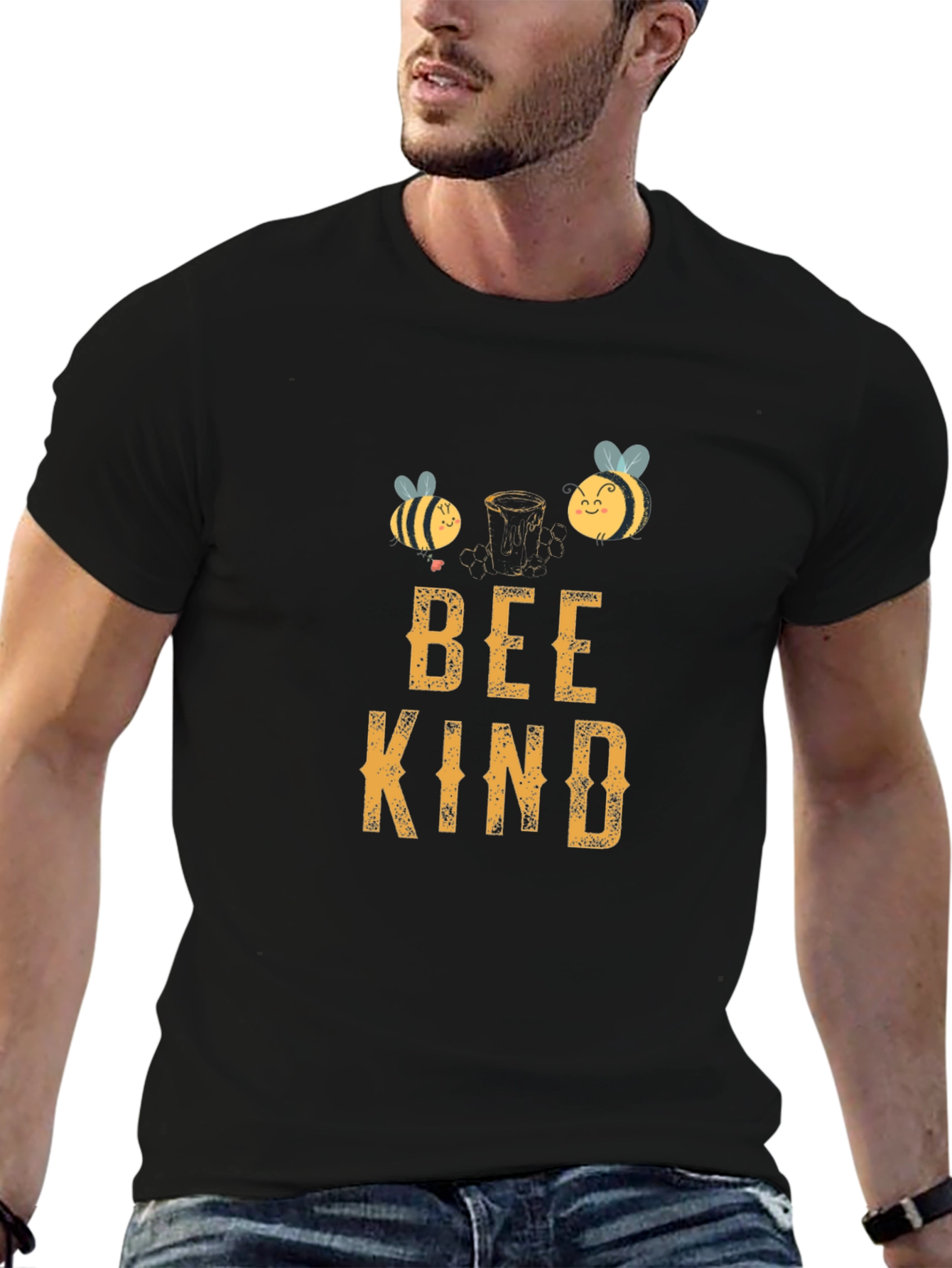 Bee Kind T-Shirt Black Cotton Tee with Graphic Print