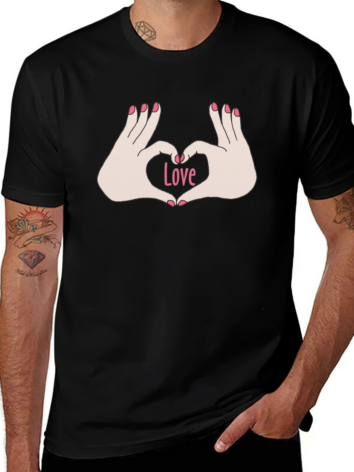 Love Hands Graphic Tee - Stylish Black T-Shirt