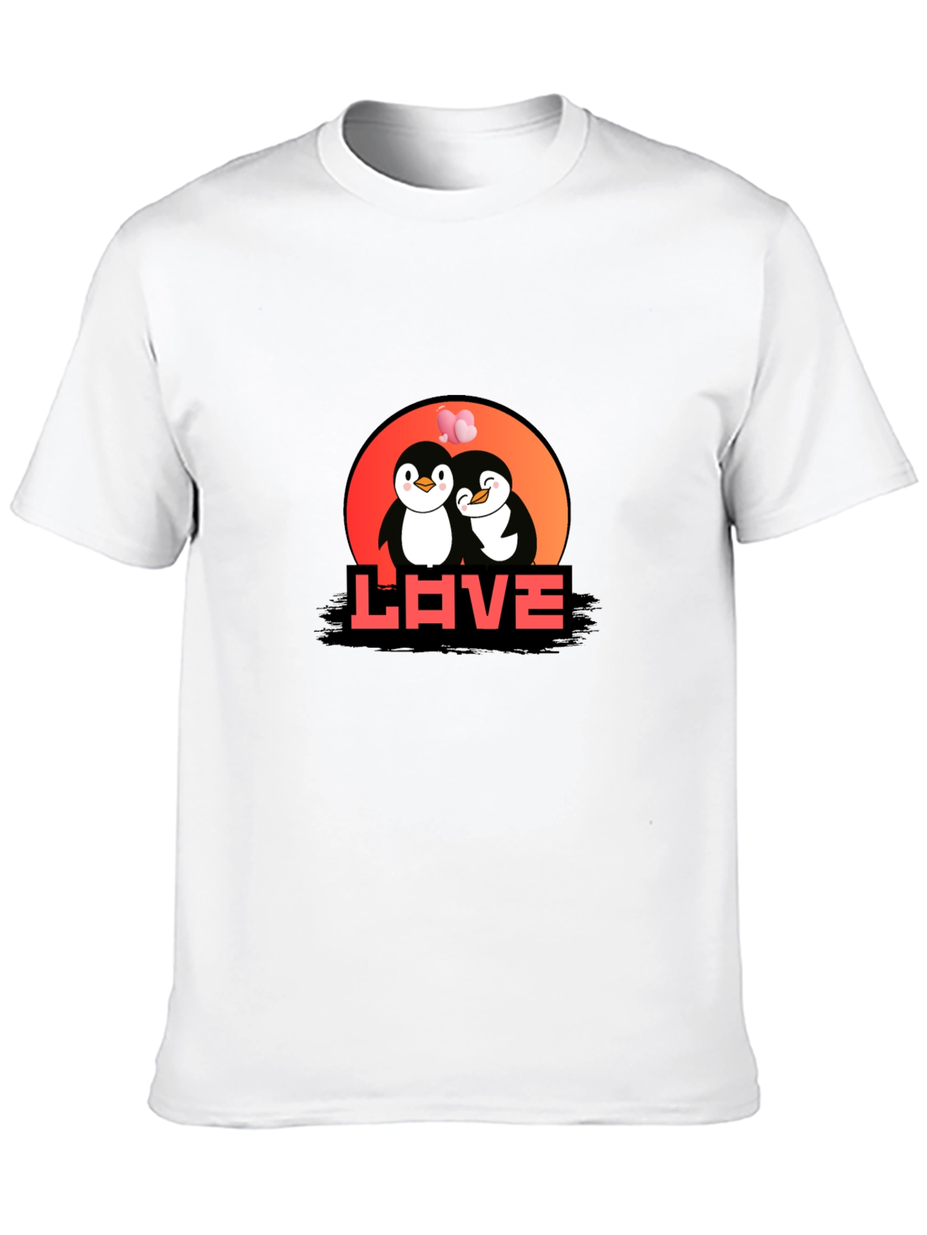 Penguin Love Graphic Tee - Black Casual Shirt